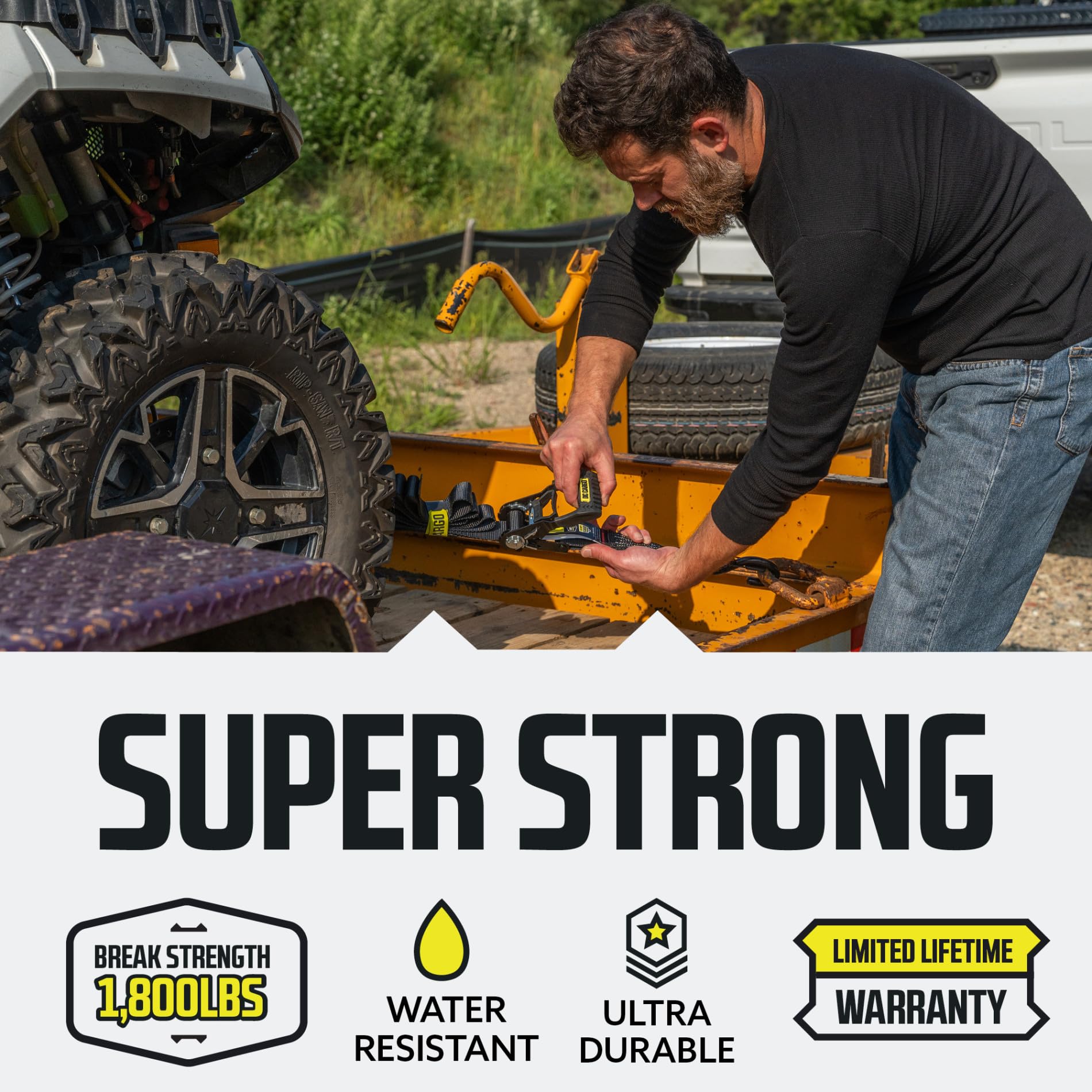 Dc Cargo Mall Ratchet Straps Tie Downs 4 Pack (1,800 Lb Break Strength) 1' X 15 Feet Tie Down Straps With Safety Lock S Hooks For Cargo, Trucks, Appliances, Moving.