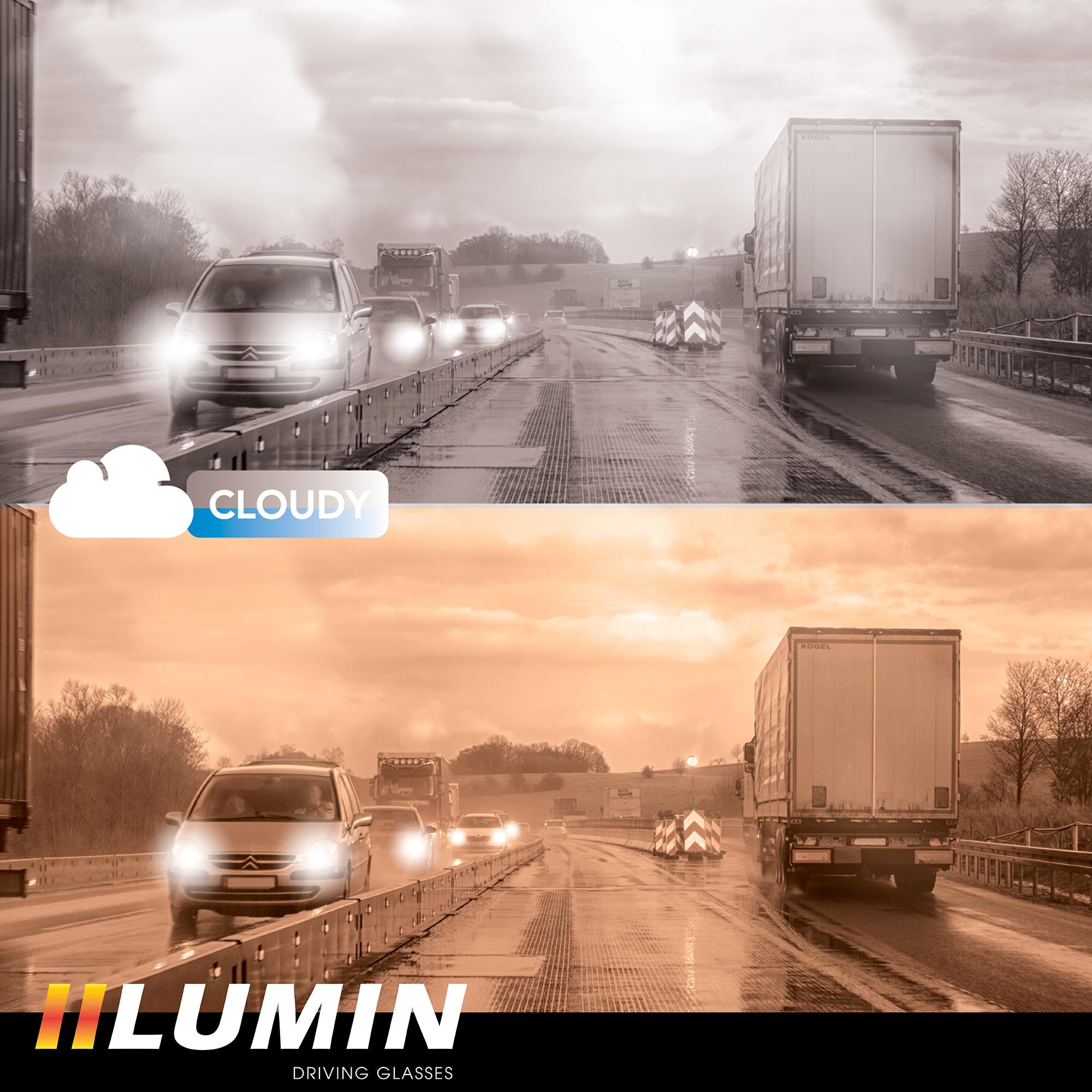 Illumin Night Driving Glasses SHIFT - All-Weather, High Optical Quality Lenses, Regular Size for Enhanced Road Safety