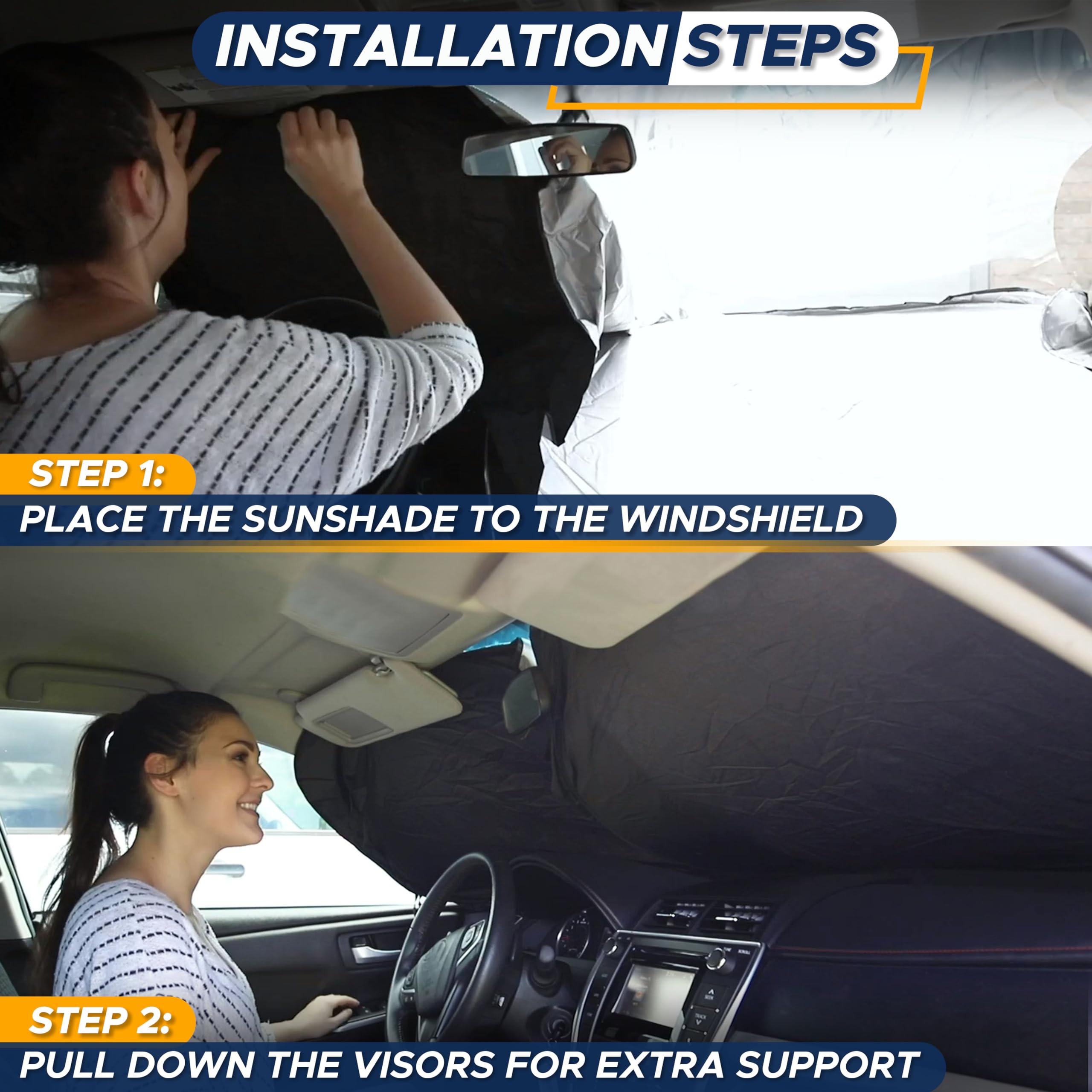 Econour Car Shade Front Windshield | Windshield Dash Protector For Maximum Uv Rays And Sun Heat Protection | Sun Visor Car Inter