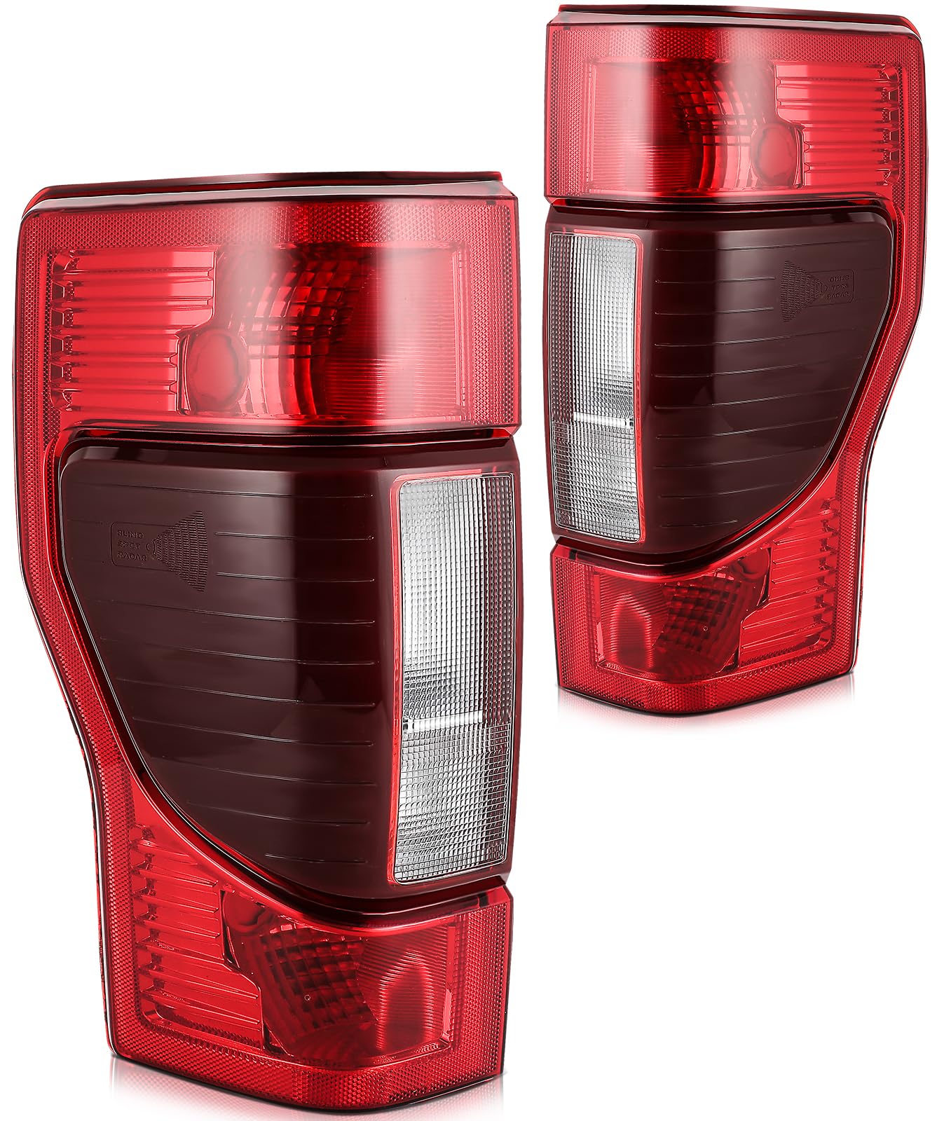 LBRST Tail Light Fit 2020-2022 for F-250 Super Duty, 2020-2022 for F-350 Super Duty Chrome Housing Red Lens Pair Tail Light Asse
