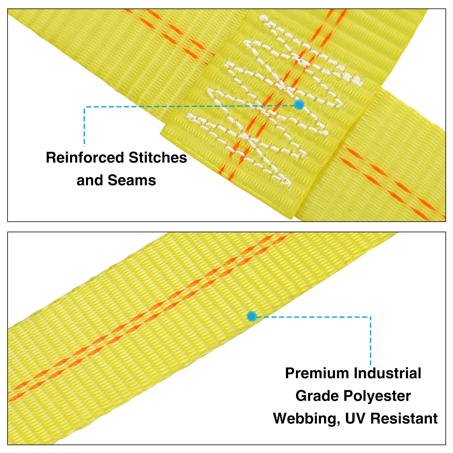 Trekassy Tow Dolly Straps For Car With Flat Hooks-2 Pack, Heavy Duty Car Tire Bonnet Net Fits 14''-17'' Tires, 10, 000 Lbs Break