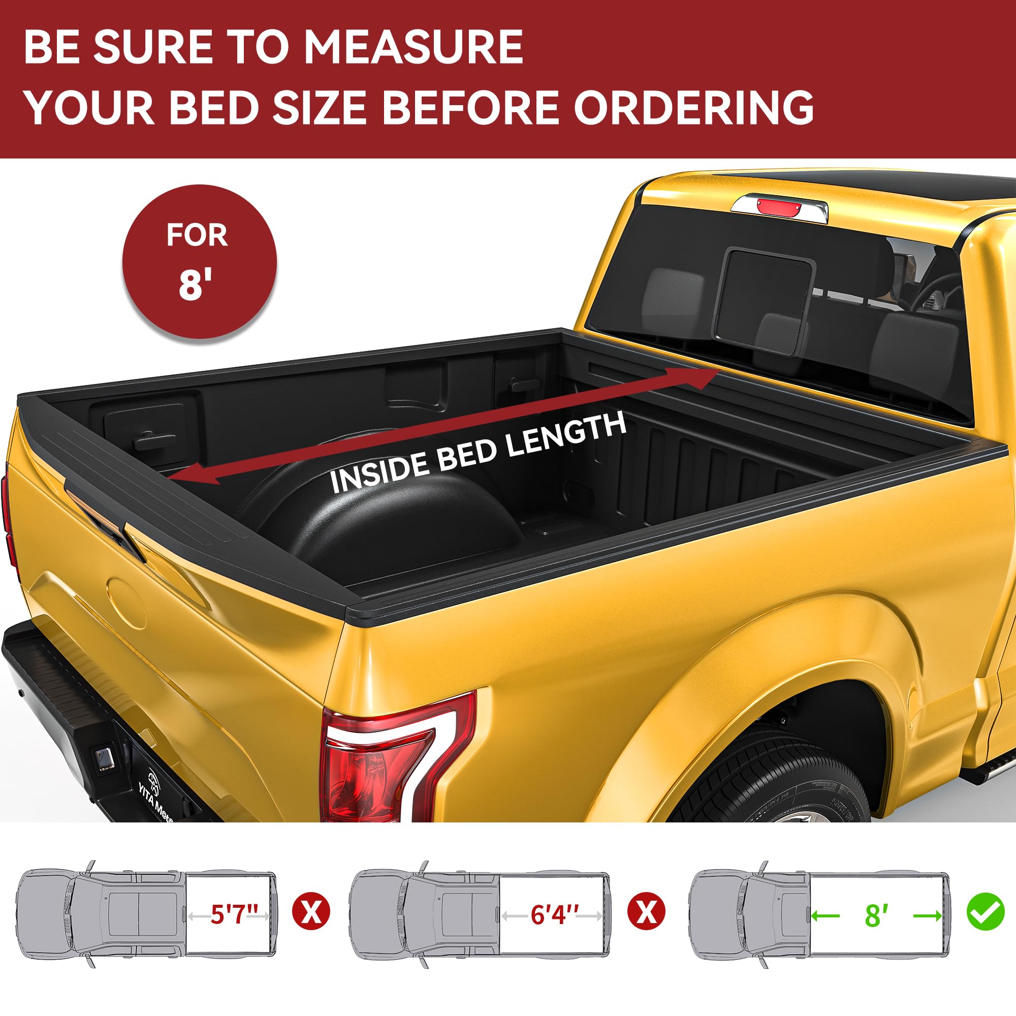 Yitamotor Soft Roll Up Truck Bed Tonneau Cover Compatible With 2002-2023 Dodge Ram 1500, Fit For 2003-2025 Dodge Ram 2500 3500,