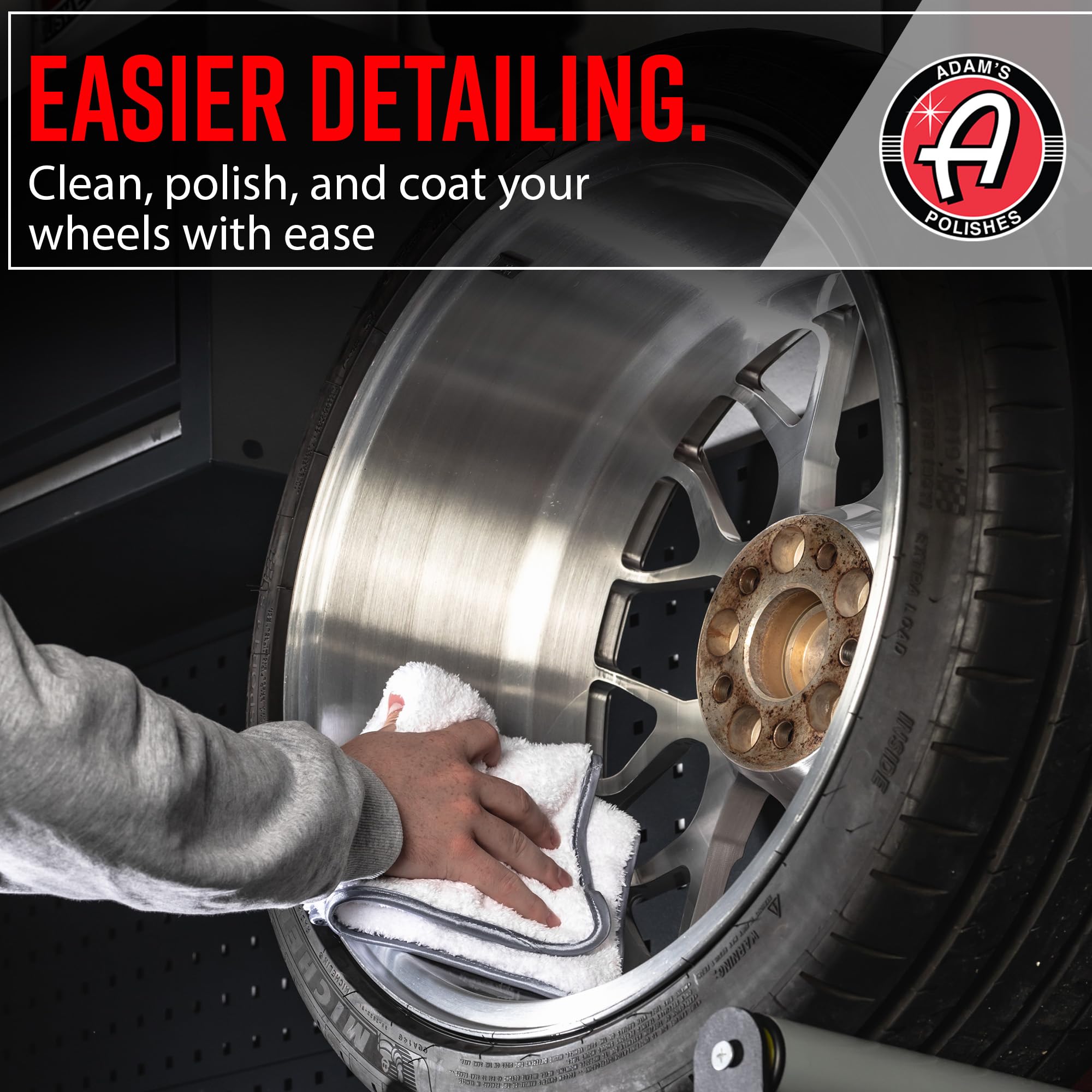 Adam'S Polishes Rolling Wheel Detailing Stand - Wheel & Tire Car Detailing Roller For Cleaning, Ceramic Coating, Applying Tire Shine & Car Wheel Wash | Garage Accessory For Detailers