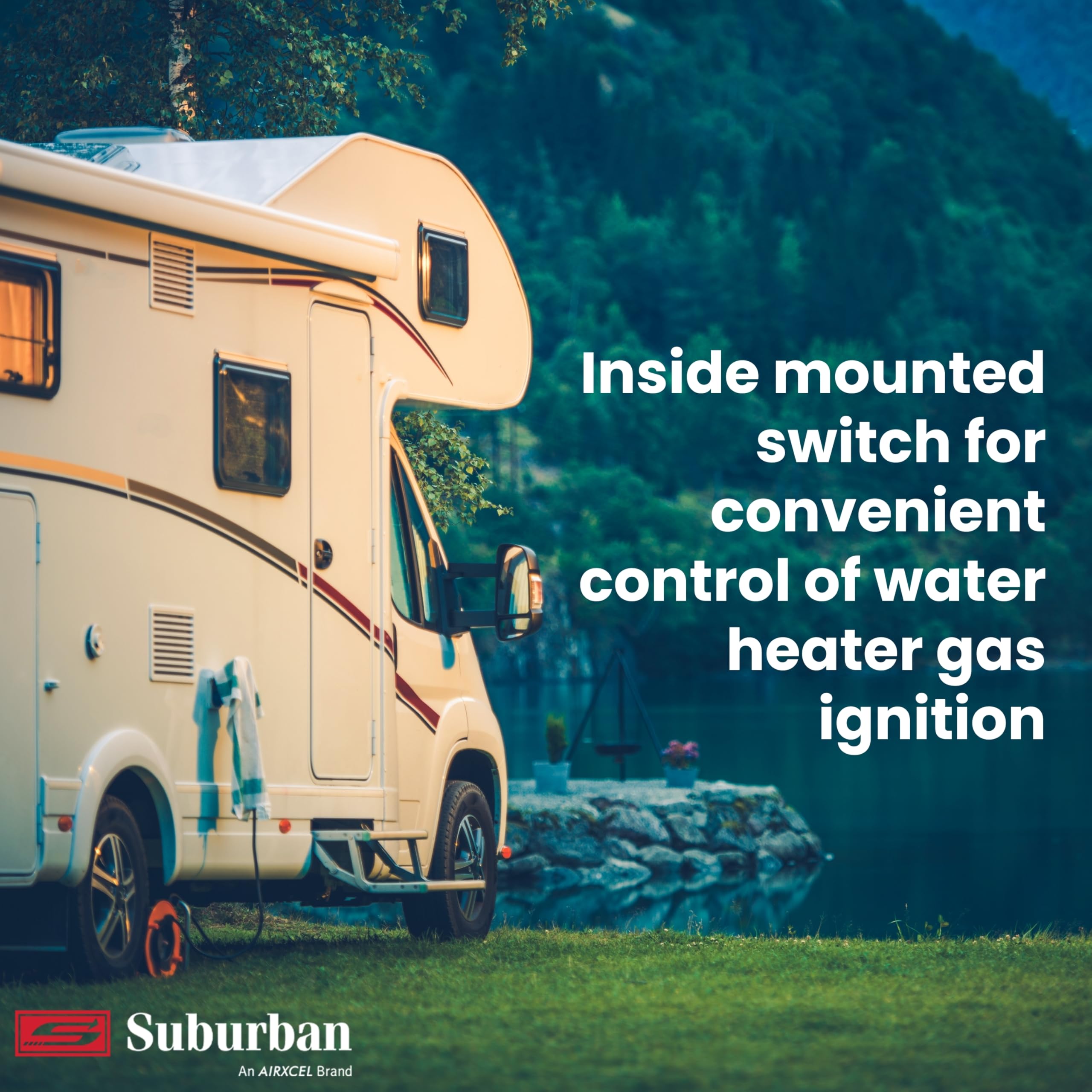 Suburban Single Water Heater On/Off Wall Switch - Rv Interior Wall Mount On/Off Switch For Control & Operation Of Suburban Models D, De & Dem Tank Or Tankless Water Heaters, Black (234229)