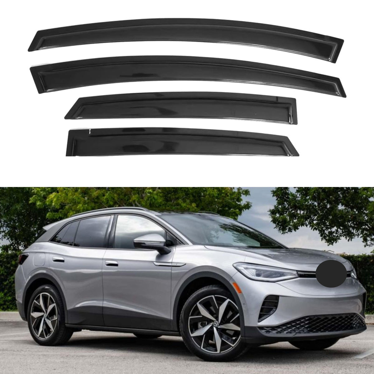 Ig Window Visor For Volkswagen (Vw) Id.4 2021-2024, Rain Guard Tape-On Extra Durable Sun Wind Side Vent Window Deflector, 2021 2