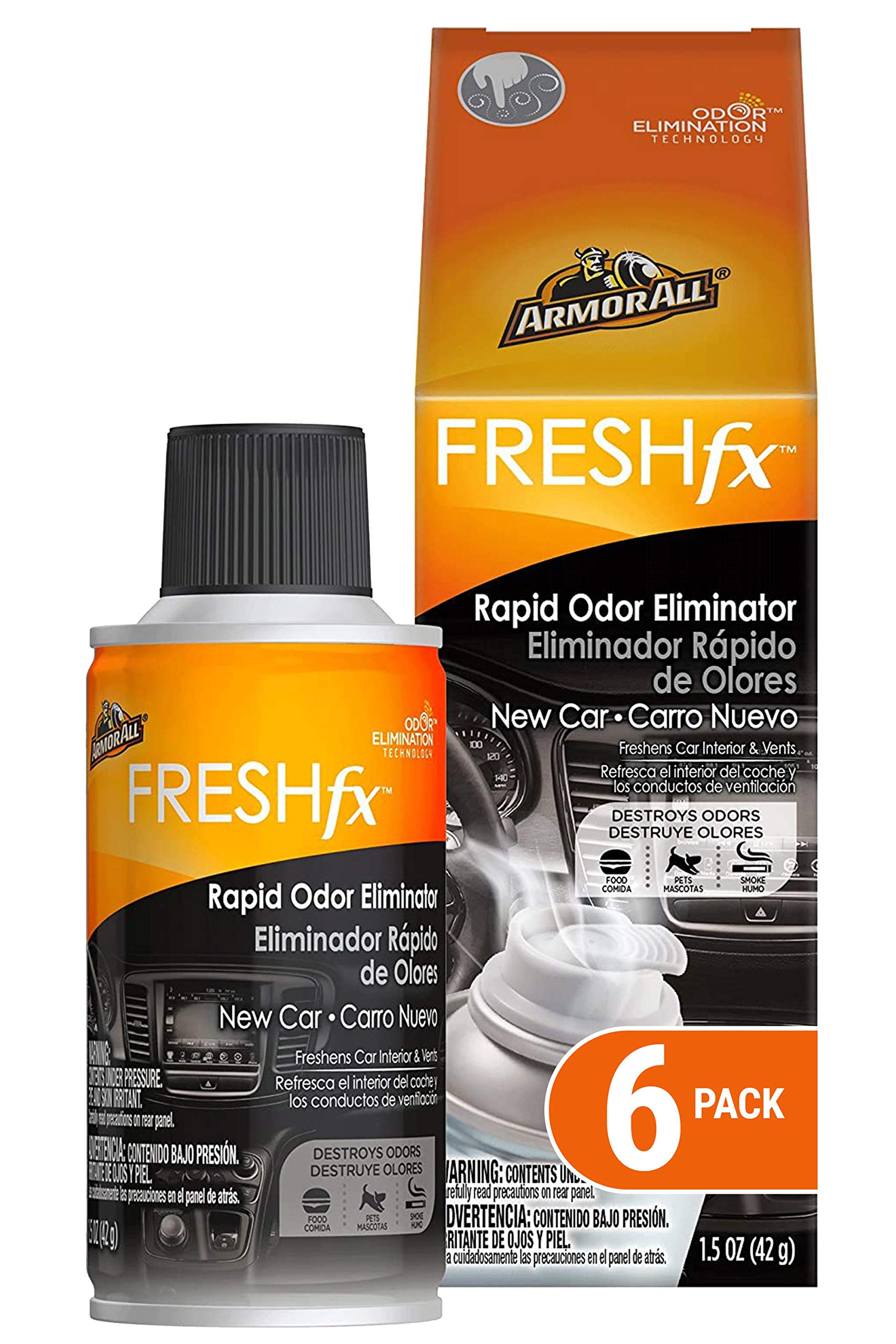 Armor All Car Air Freshener and Purifier - Odor Eliminator for Cars & Truck, New Car, Fogger, Pack of 6, 18507