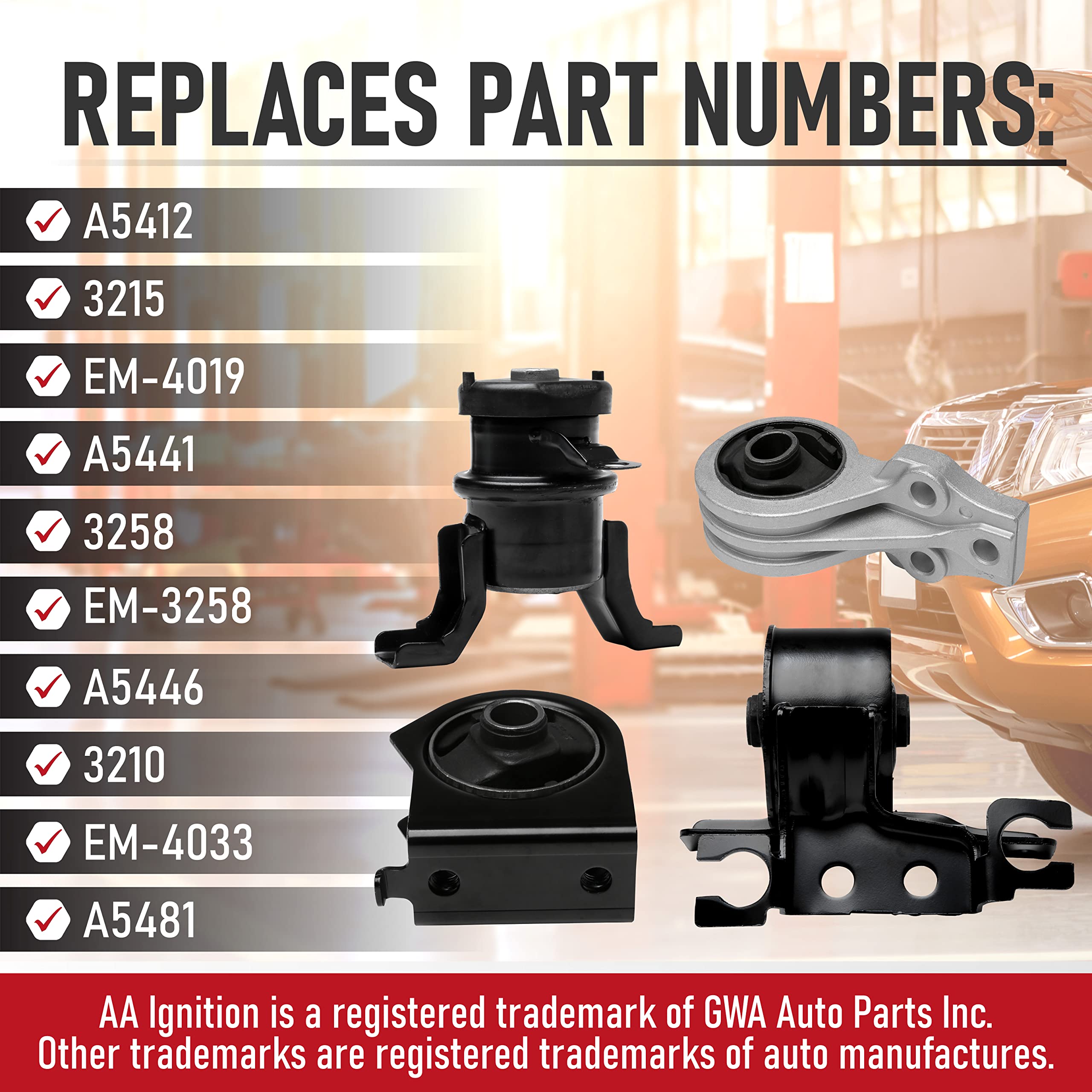 Replacement Engine Motor And Transmission Mount Set Of 4 - Compatible With Ford Escape, Mazda Tribute 2.3L, 2.5L, 3.0L, Mariner