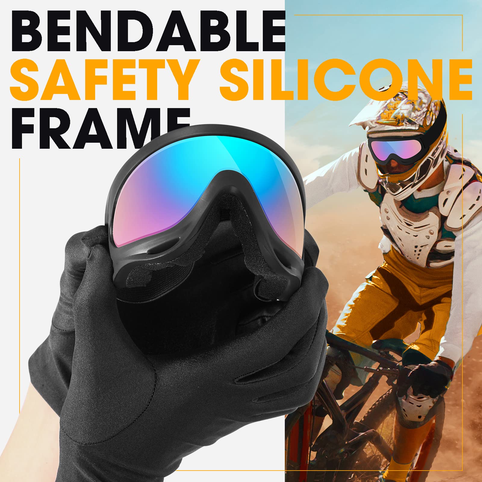 Mambaout Kids Motorcycle Goggles, 2-Pack Dirt Bike Goggles For Child, Atv Off-Road Racing Goggles For Boys Girls