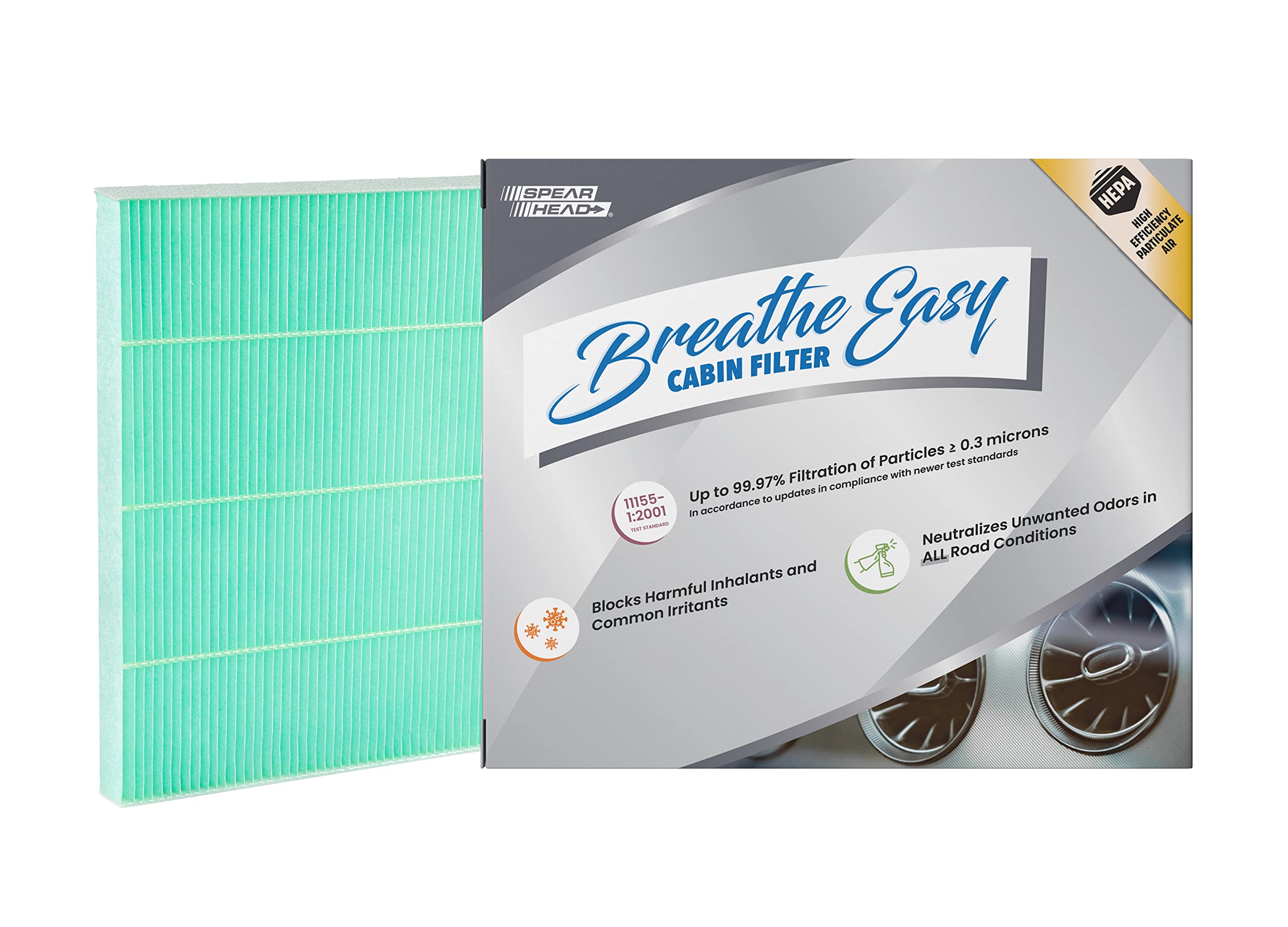 Spearhead Hepa Breathe Easy Cabin Filter, Up To 99.97% Filtration Of 0.3 Micron Particles W/No Airflow Reduction (Be-775H)