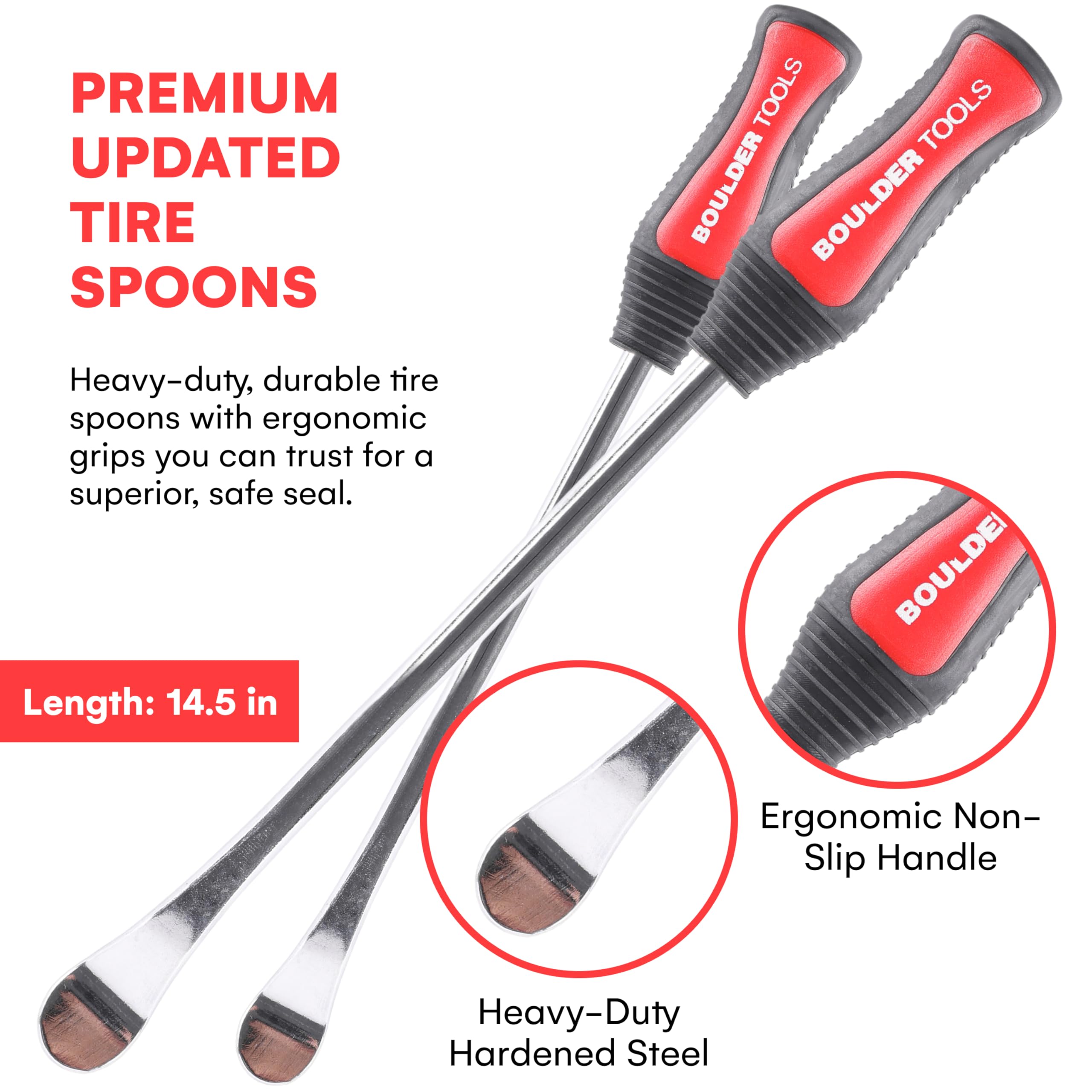 Boulder Tools Tire Spoons - Tire Changing Tool - Motorcycle Tire Spoons - Durable, Easy-To-Use For Safe & Quick Tire Repair - Di