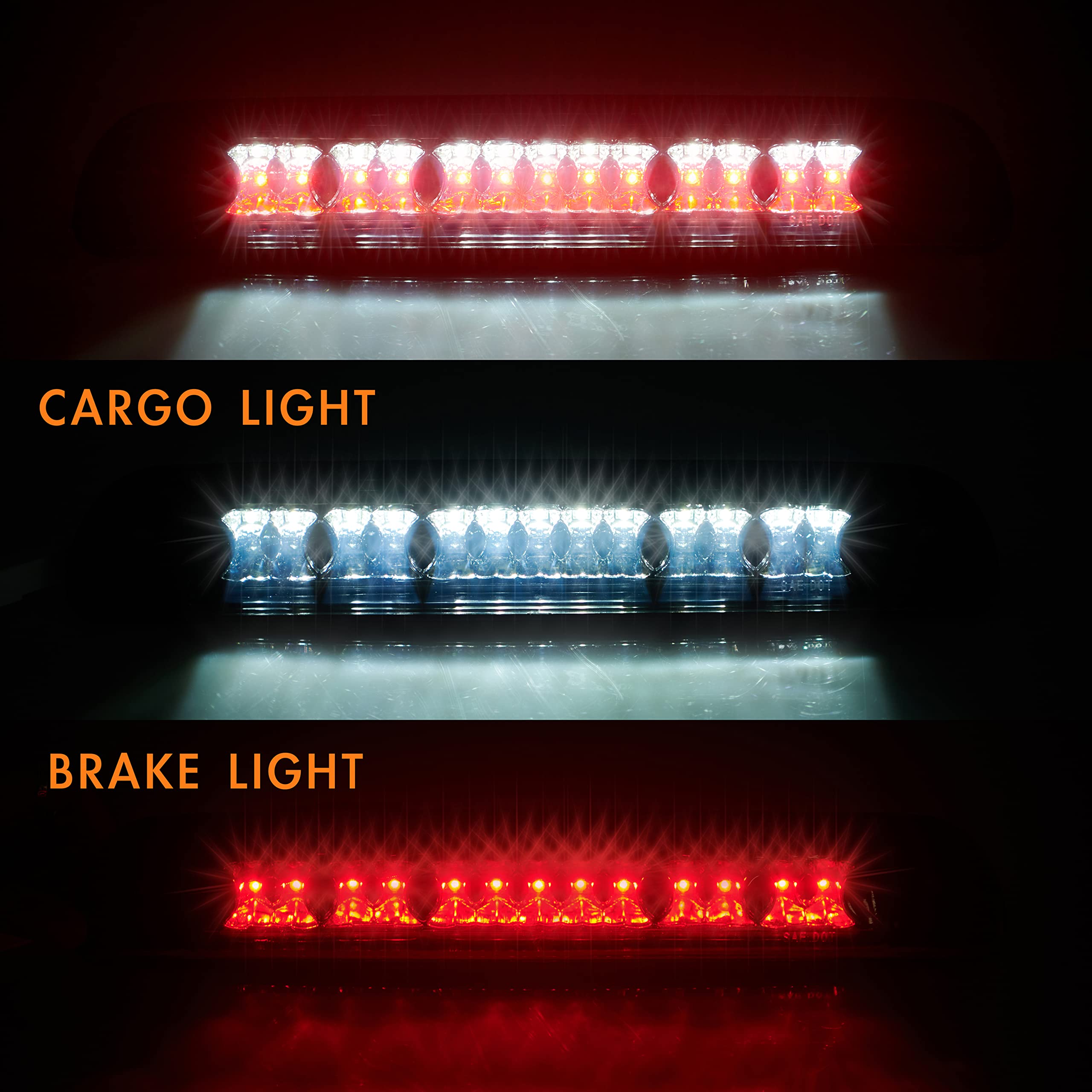 Cxdar Third 3Rd Brake Light, Led High Mount Stop Light Replacement For 2000 2001 2002 2003 2004 2005 2006 Toyota Tundra, Rear Ce
