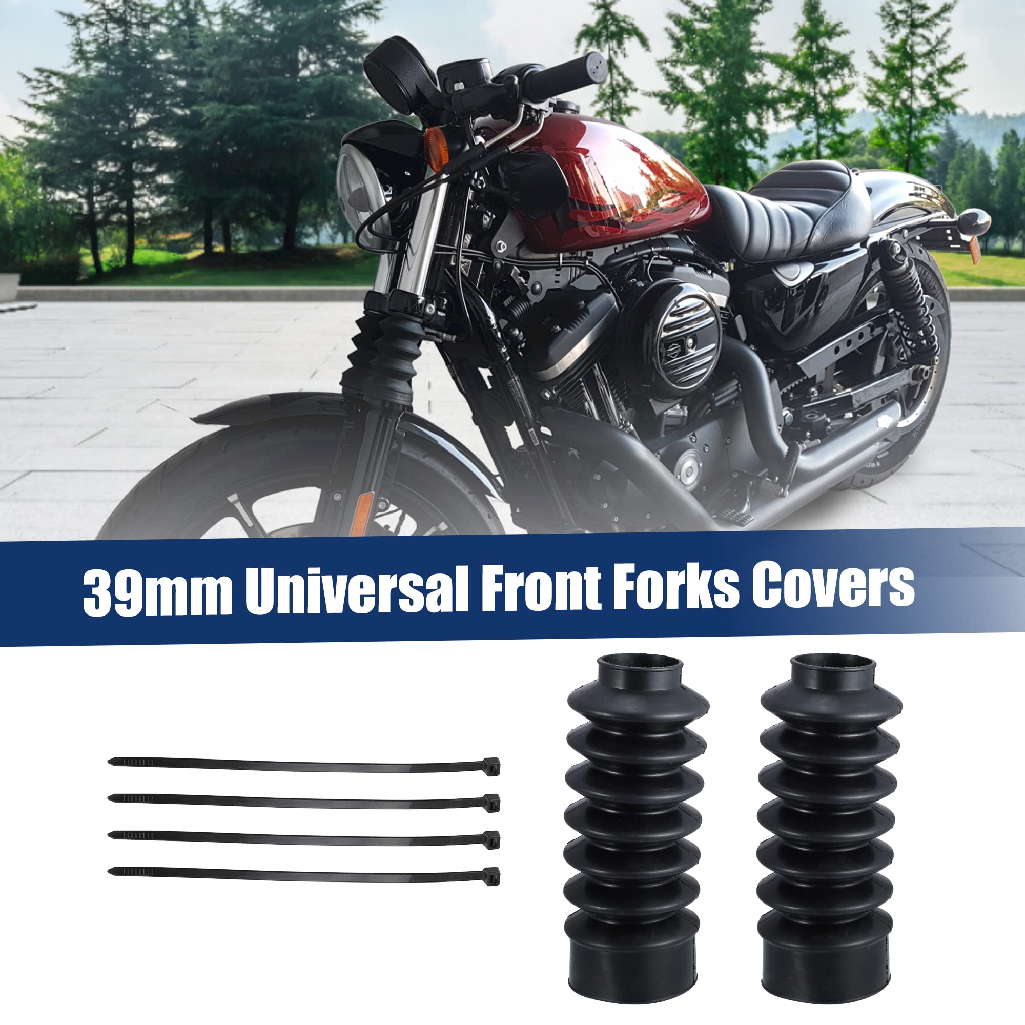 X AUTOHAUX 2 Pcs Motorcycle Front Fork Guards Covers Shock Absorbers Boots 39mm Universal for Harley Sportster XL883 1200 for AT