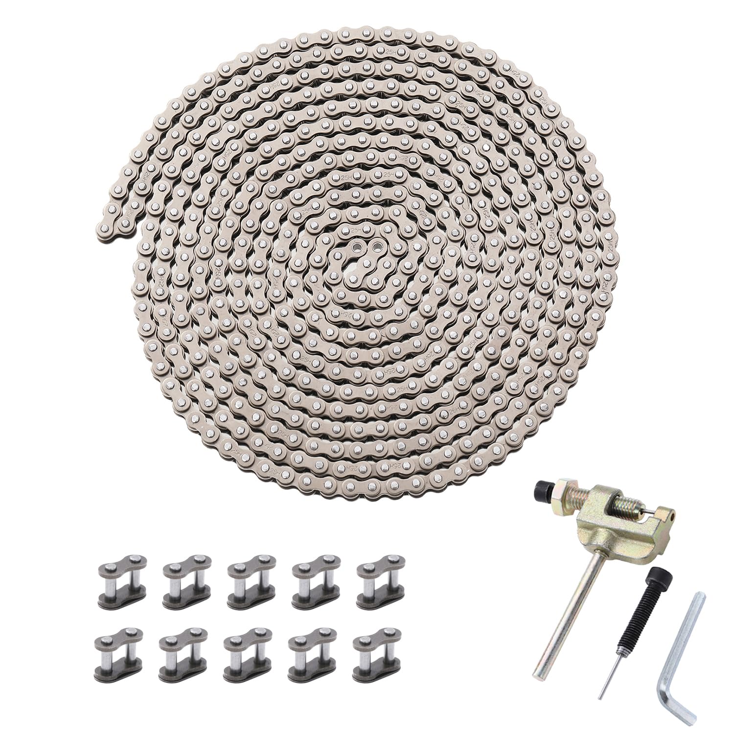 Kamier 25H Roller Chain 10 Feet 480 Links Breaker For Razor Mx350 Mx500 Mx650 Sx500 Rsf650 Dirt Bike E300 E200 E100 Electric Sco