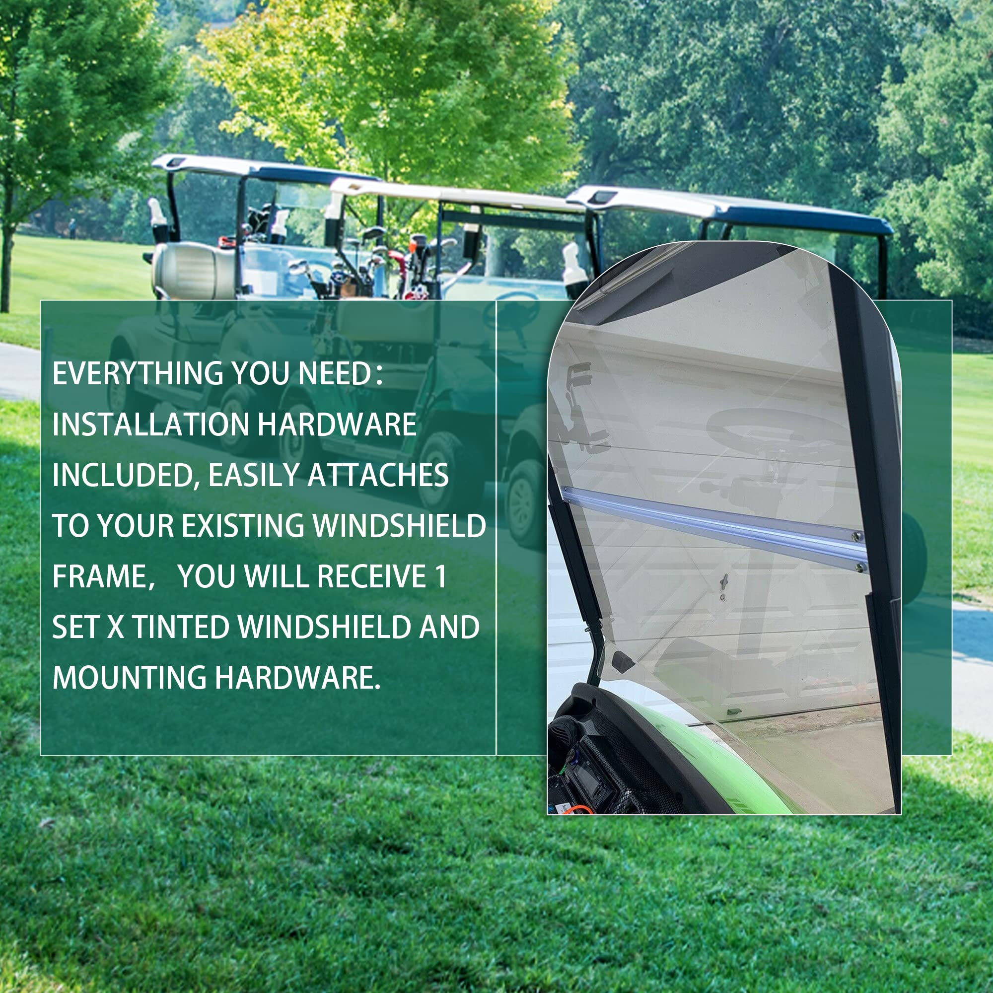 ECOTRIC Tinted Windshield for 2004-UP Club Car CC Precedent XF I2 I3 I2L Gas/Electric Golf Cart - Impact Resistant, Folding Design