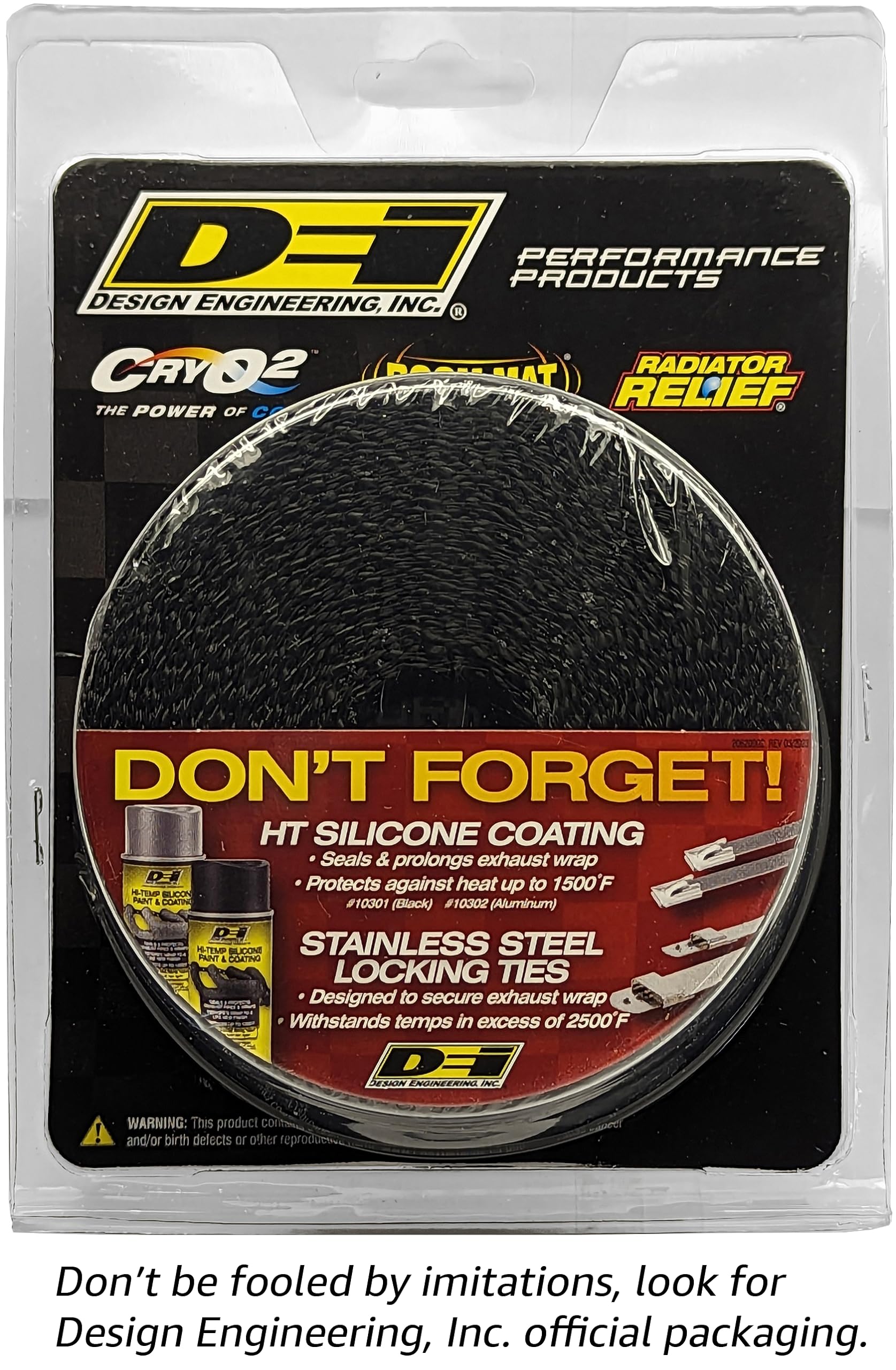 Design Engineering Black Titanium Exhaust Heat Wrap With Lava Rock Technology - 2'' X 25' - Pliable Exhaust Wrap Tape For Exhaus