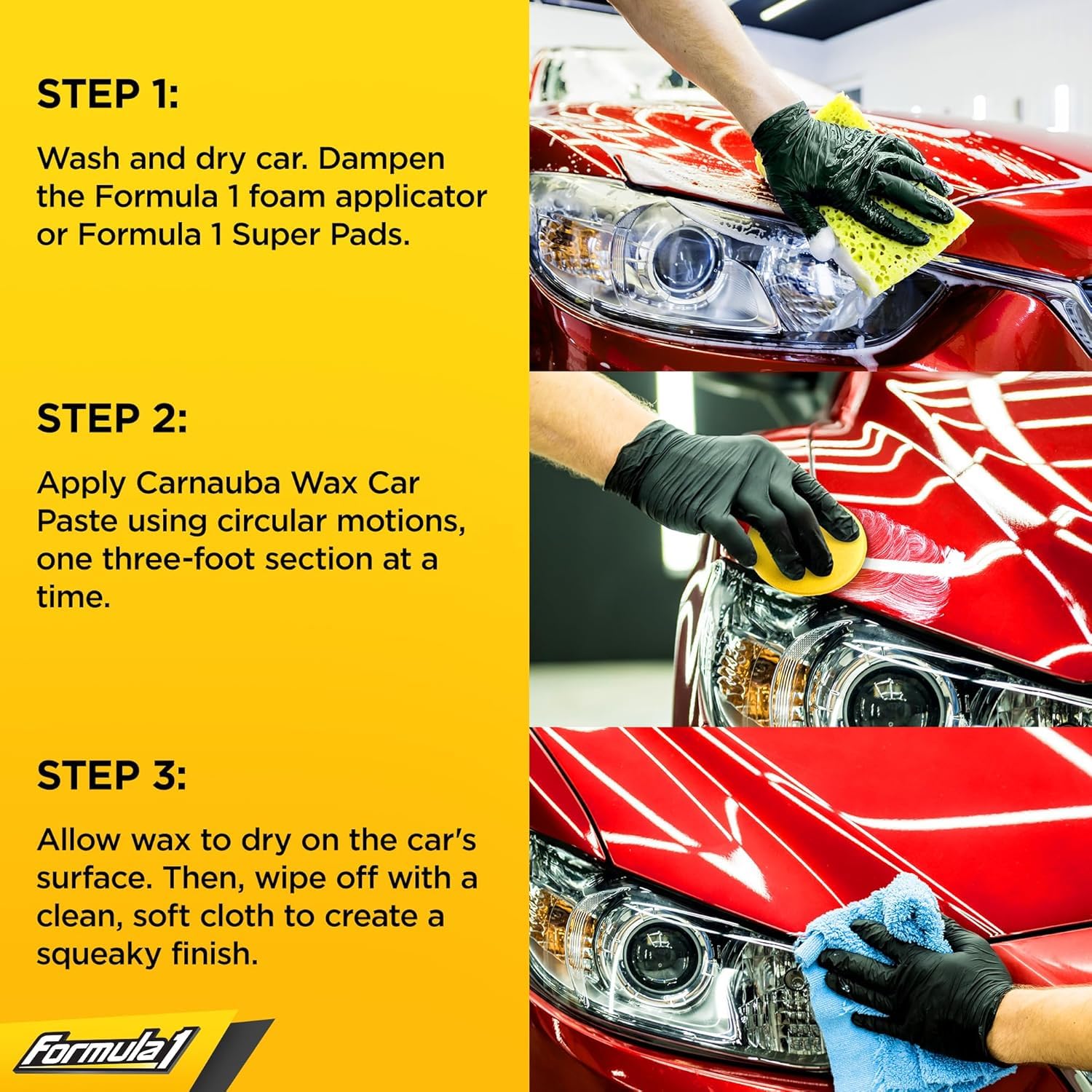 Formula 1 Carnauba Car Wax Paste - High-Gloss Shine - Polish For Car Detailing To Shine & Protect – Remove Haze And Paint Swirls W/ Micropolishing Agents – Car Cleaning Supplies (8 Oz)