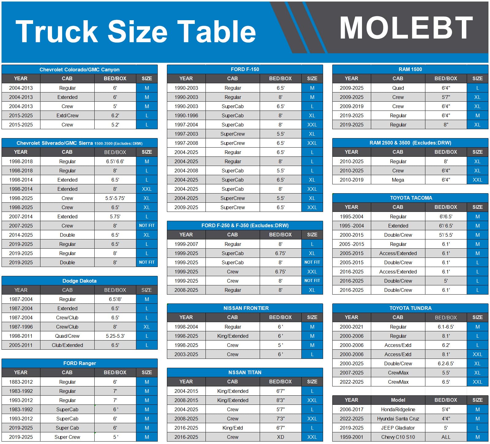 Molebt Pickup Truck Cover Waterproof All Weather, Full Exterior Truck Car Covers Snow Sun Protection, Fit Toyota Tacoma/Tundra,