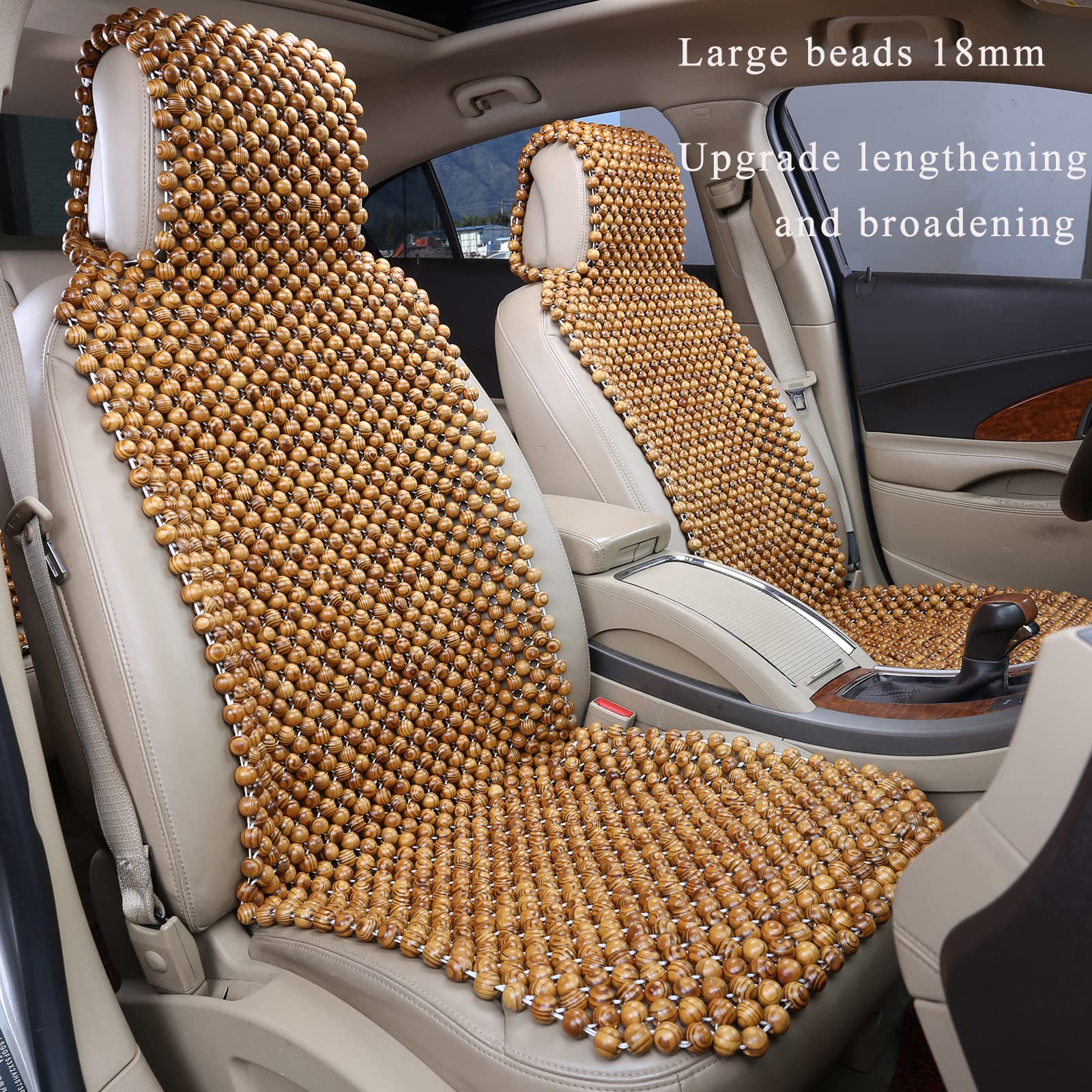 Kennisi Natural Olive Large Bead 18Mm Beaded Seat Covers For Cars Cooled Beaded Car Seat Covers Durable Wooden Beaded Seat Cover