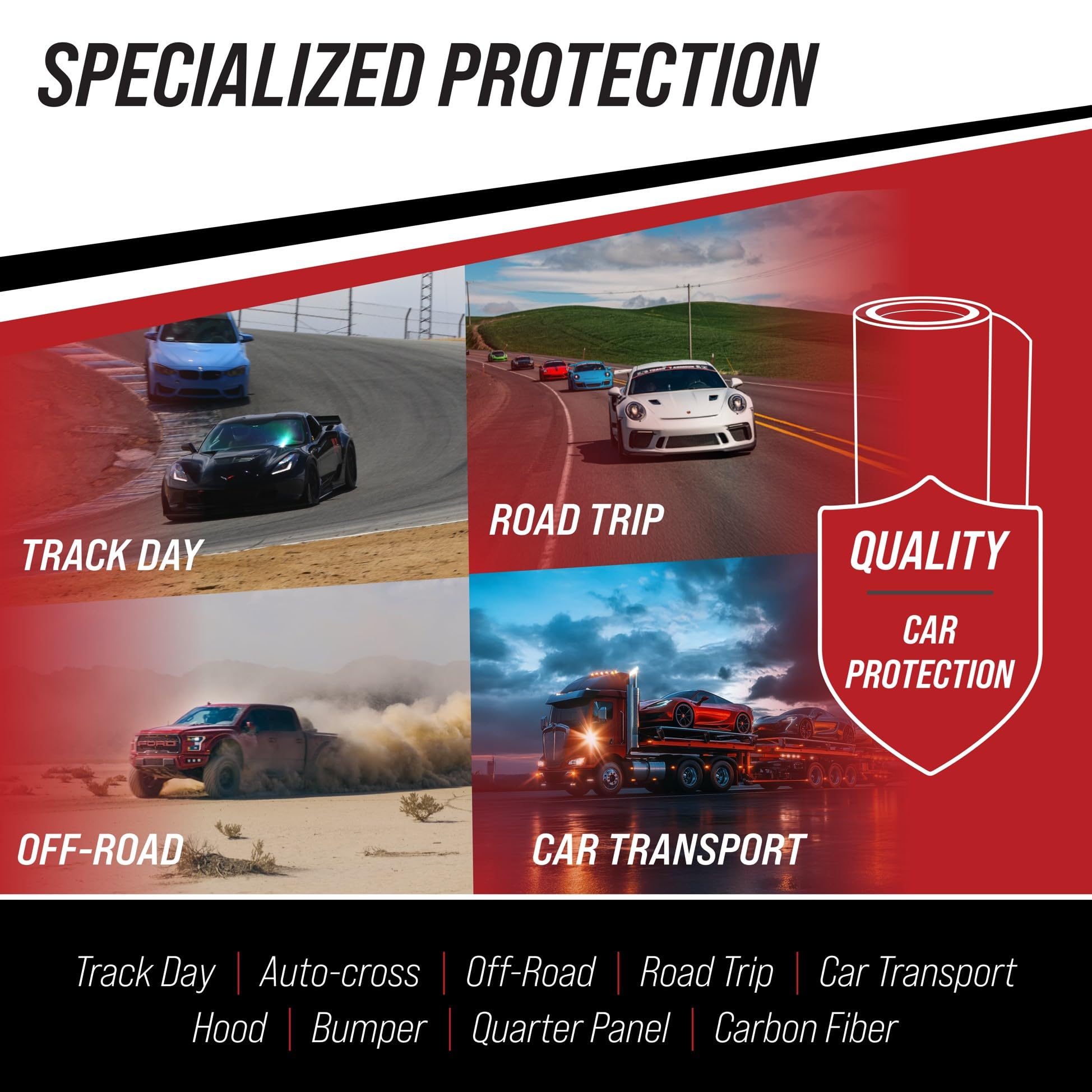 Track Armour] 12'' X 300' - Temporary Paint Protection Film For Car, Truck Or Motorcycle. Clear Adhesive Film To Protect Paint,