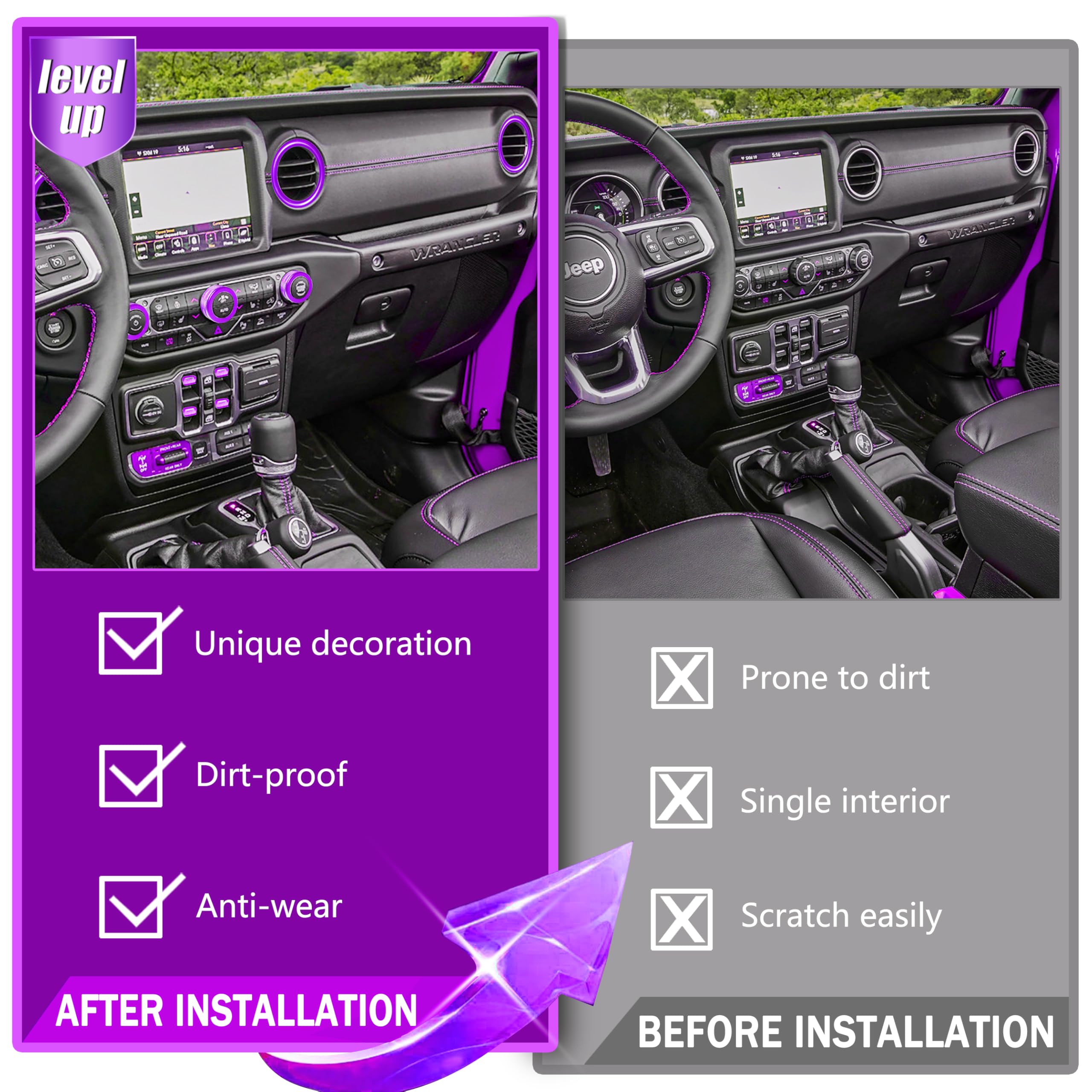 SENSHINE AC Knob Cover Vent Outlet Trim Ring for Jeep Wrangler JL JLU Accessories 2018-2023 Gladiator JT 2020-2023 Window Switch