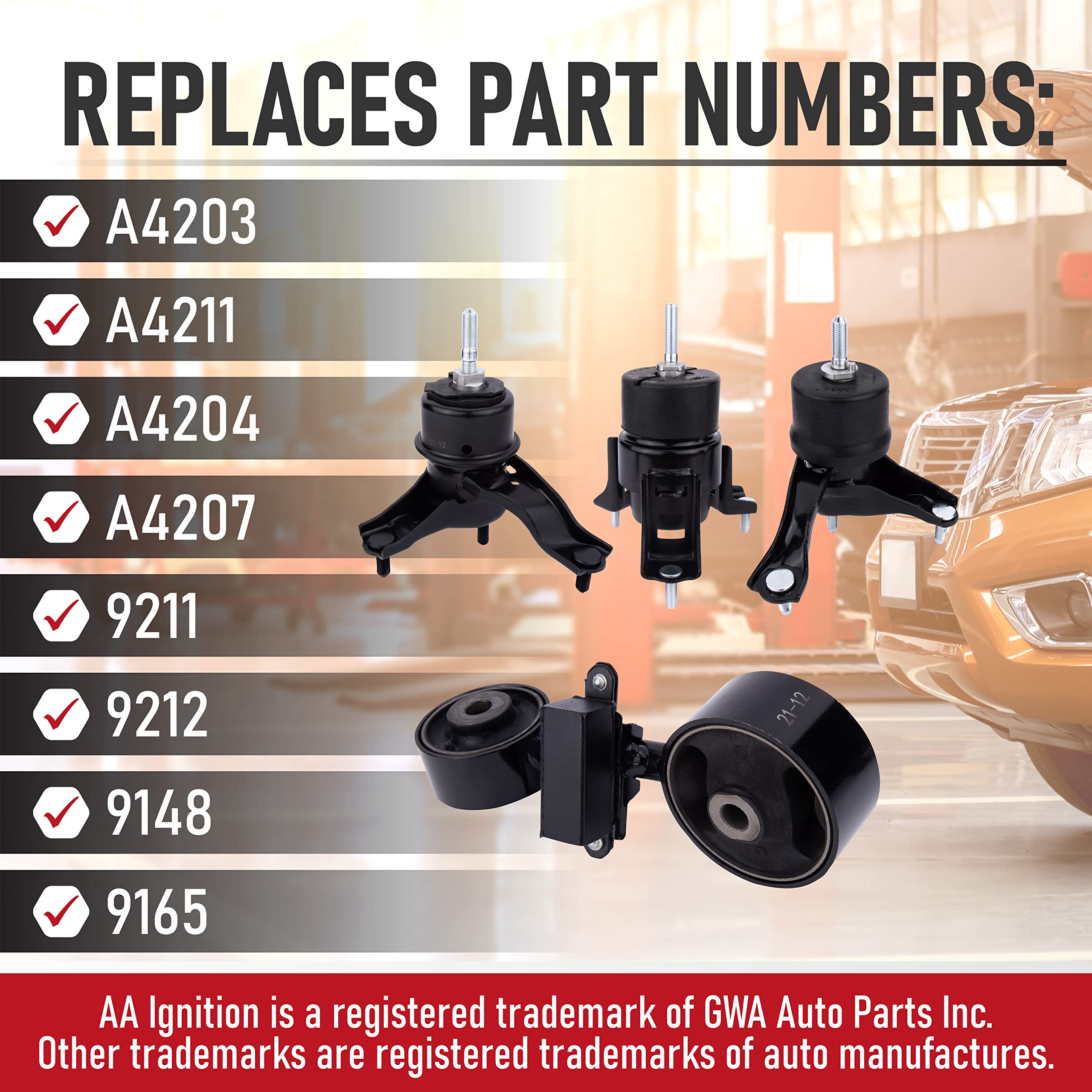 Engine Motor And Transmission Mount Set Of 4 - Compatible With Toyota Camry Motor Mounts 2002-2006 2.4L Automatic Trans - Replac