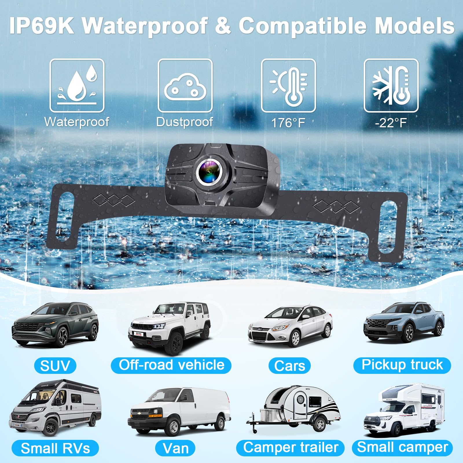 7-Inch Wireless Backup Camera For Truck - 2 Channel, Diy Grid Lines, Hd 1080P, Night Vision, Ip69K Waterproof, Easy Installation