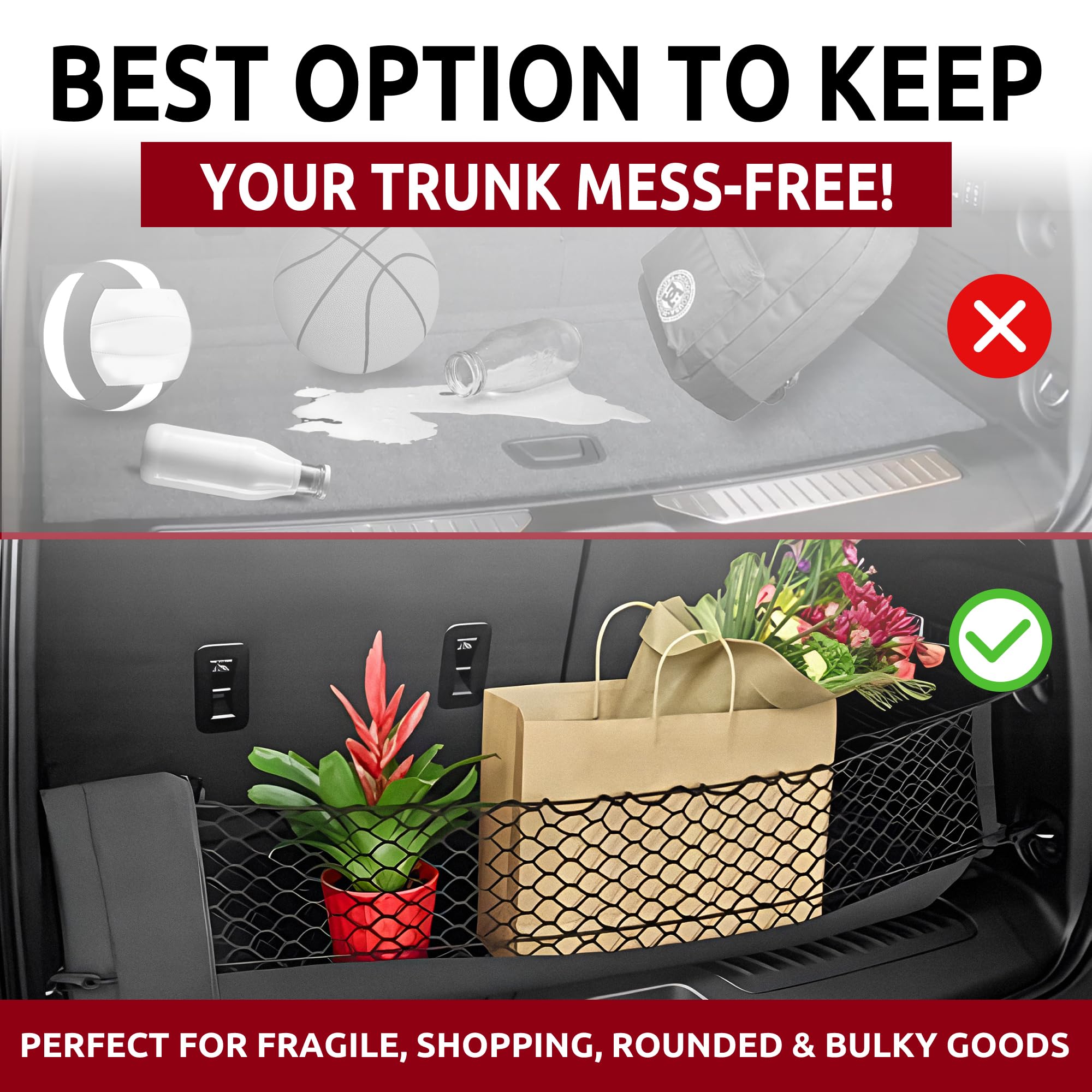 Envelope Style Trunk Mesh Cargo Net For Chevrolet Tahoe LS LT RST 2021-2024 - Car Accessories - Premium Trunk Organizers and Sto