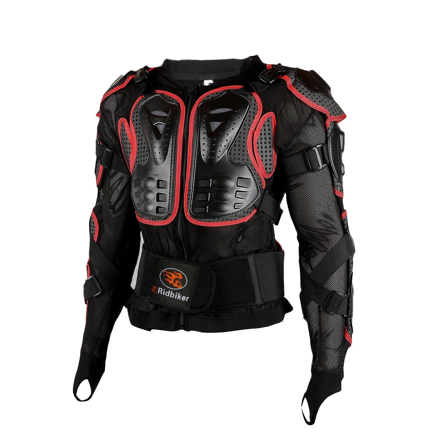 Ridbiker Motorcycle Full Body Armor Protector Removable Racing Jacket Motocross Spine Chest Motocross Protective Shirt (Red, L)