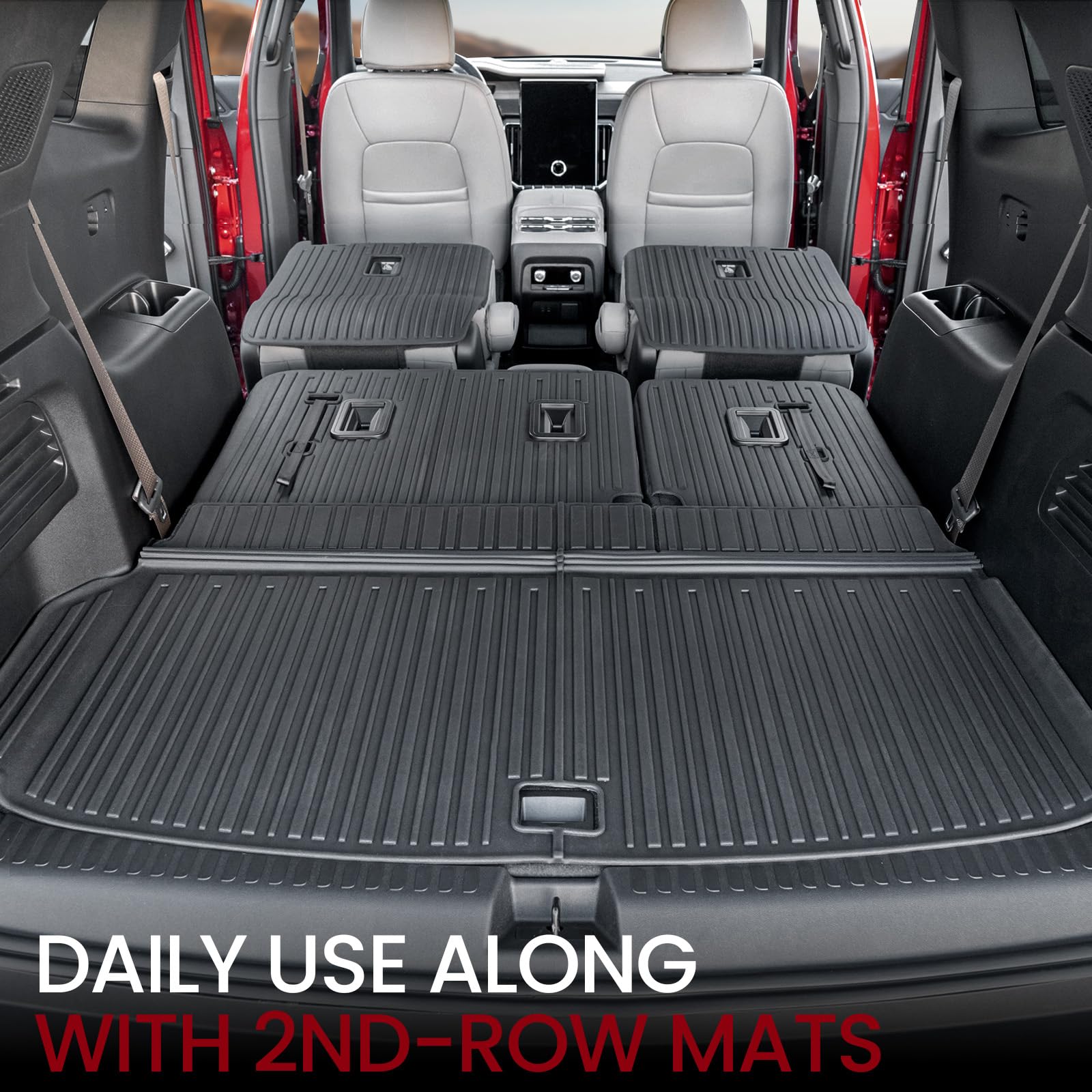 JOULARISE Cargo Mat Backrest Mats for 2024 2025 GMC Acadia 6/7 Seats Accessories, All-Weather TPE Protector Cargo Liner Trunk Ma