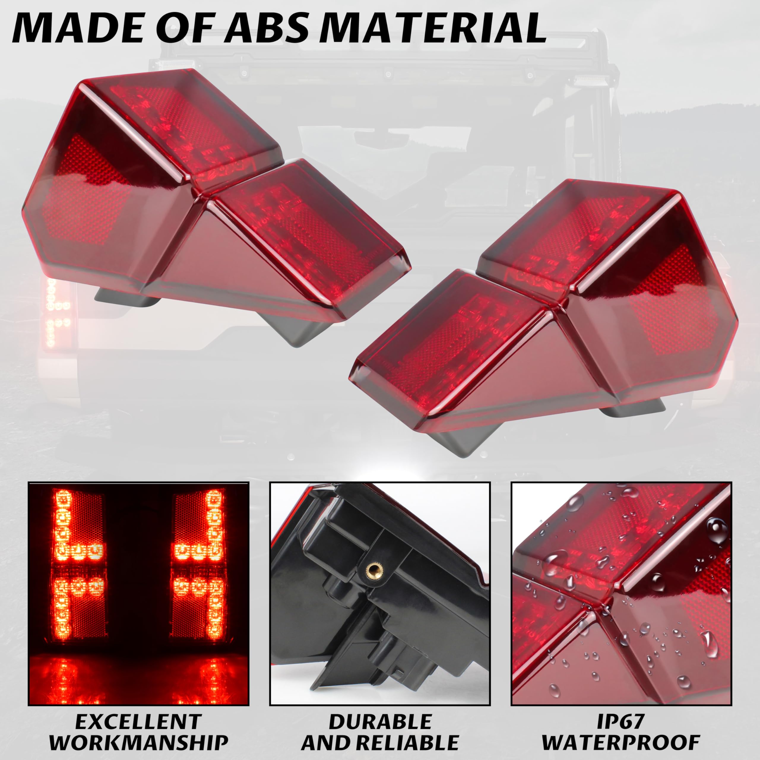 Sautvs Ranger Xp 1000 Taillights 18-25, Red Led Tail Lights Rear Brake Stop Lights For Polaris Ranger Xp 1000/ Crew Xp 1000/ Ranger 1000/ Ranger 1000 Xp 2018-2025 Accessories (2Pcs, 2413766)