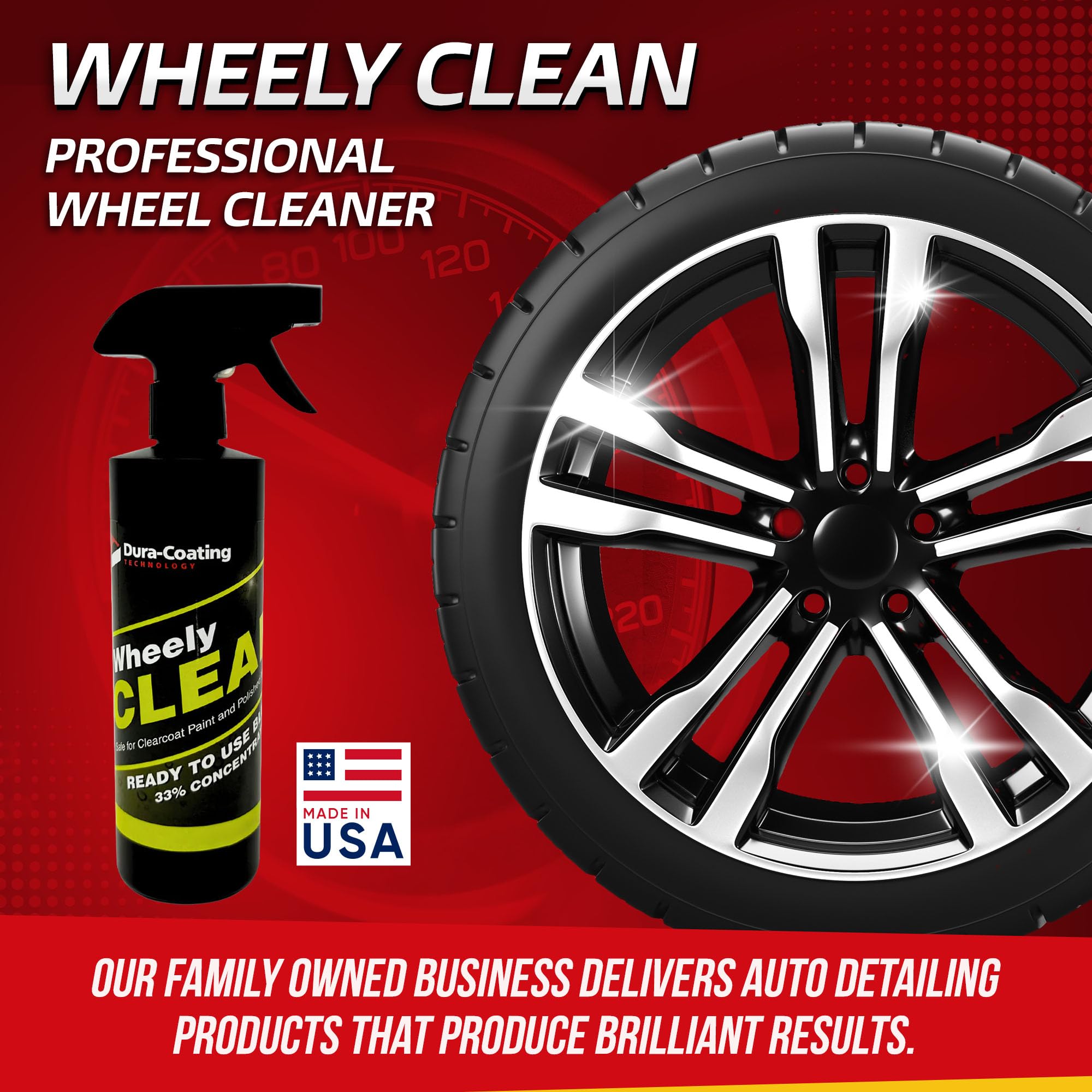 DURA-COATING TECHNOLOGY Wheely Clean Professional Wheel Cleaner Spray - 16 oz - Removes Brake Dust for Aluminum, Chrome, and Clear-Coated Wheels