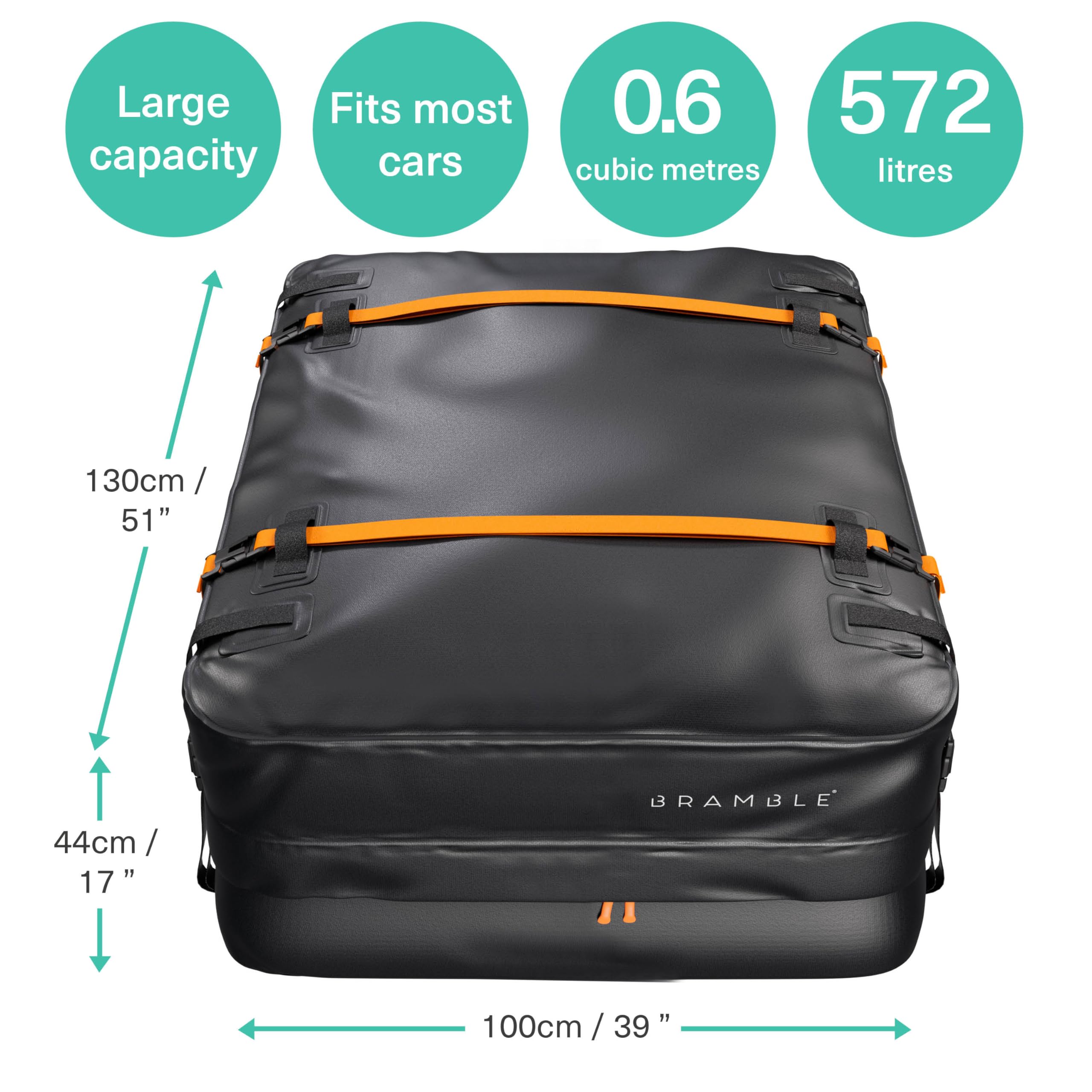 Bramble Strong Car Roof Bag Rooftop Cargo Carrier 20 Cubic Feet, 100% Waterproof & Tear Resistant Car Roof Cargo Carrier, Fit Fo