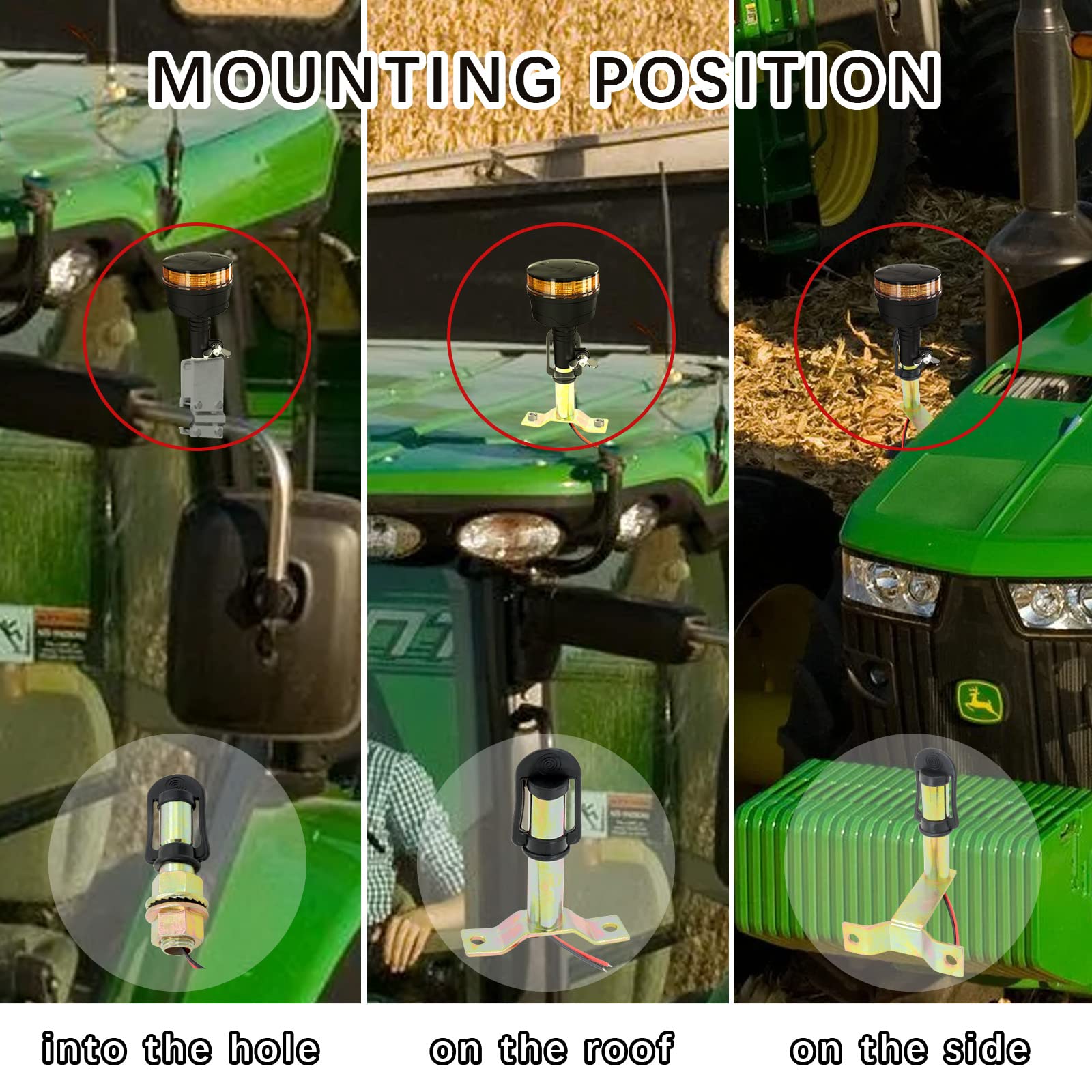 Agrieyes Tractor Beacon Light Bracket,Metal Mount With Wire For Forklift Truck Flashing Rotating Warning Light - I Shape