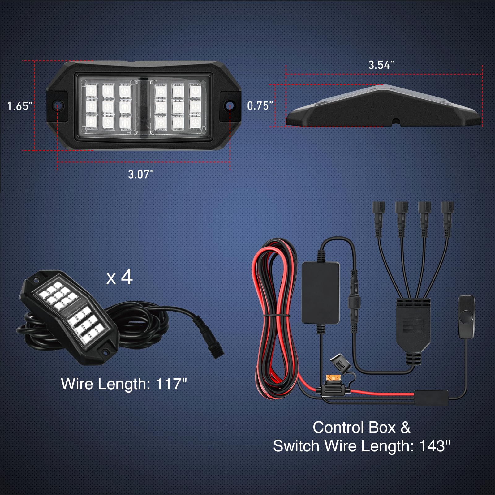 Nilight Rgb Led Rock Lights Kit 4 Pcs 18Led Wide Angle Wheel Well Light With Remote & Bluetooth App Dual Control Multi Modes Und