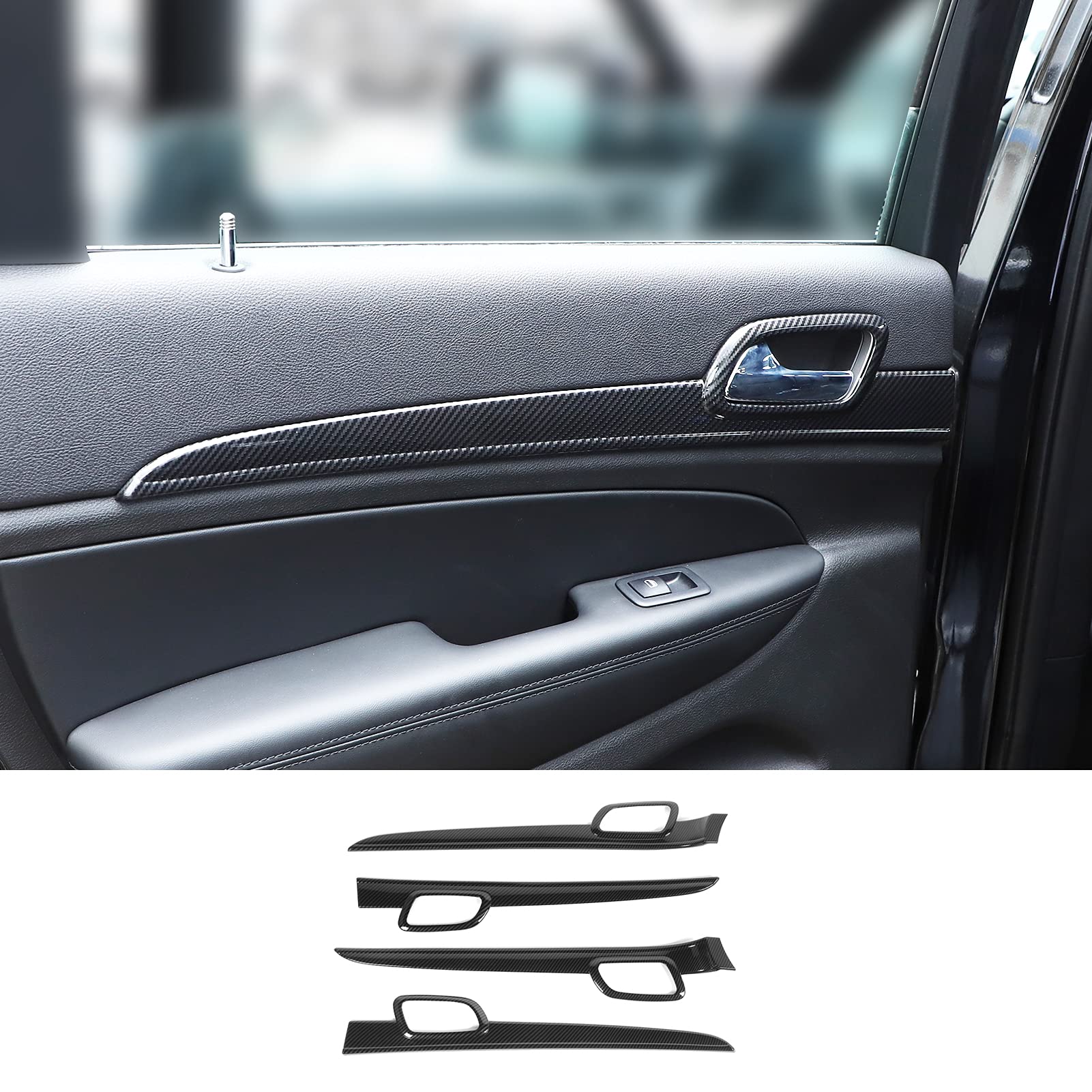 Hoolcar Interior Door Handle Cover Kits Abs Trims For 2011-2020 Jeep Grand Cherokee, Carbon Fiber