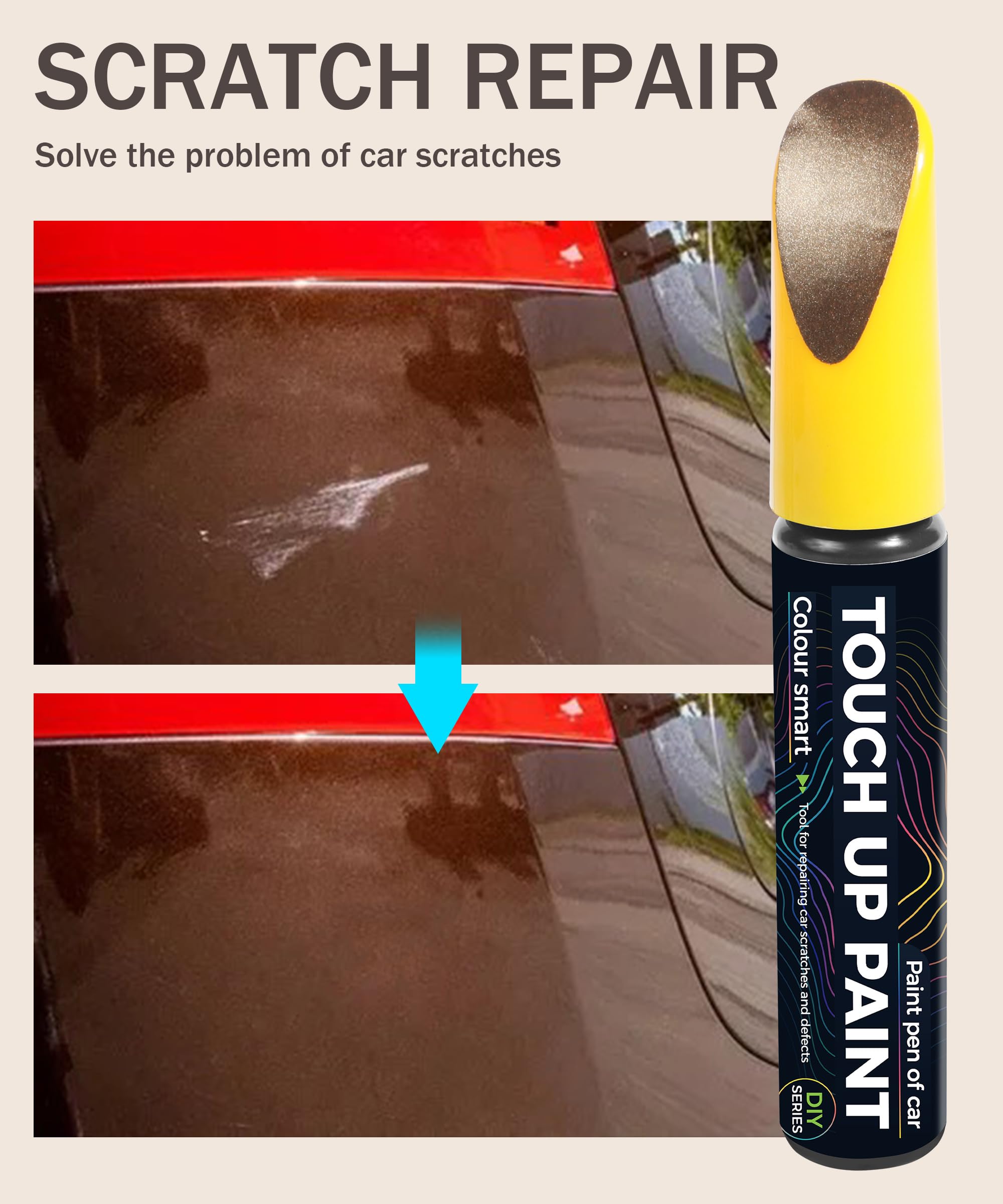 Bylikeho Touch Up Paint Pen - Erase Car Scratches Quickly and Easily (Brown)