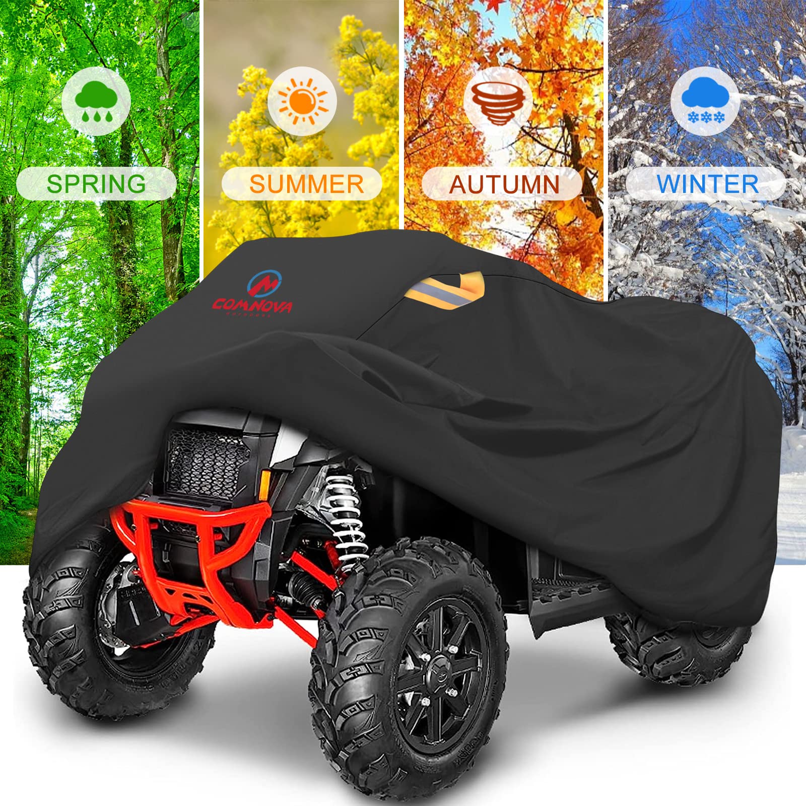 Comnova Atv Cover For 4 Wheelers - 95 Inch Atv Covers 600D Heavy Duty & Waterproof, Outdoor Four Wheeler Quad Cover All Weather