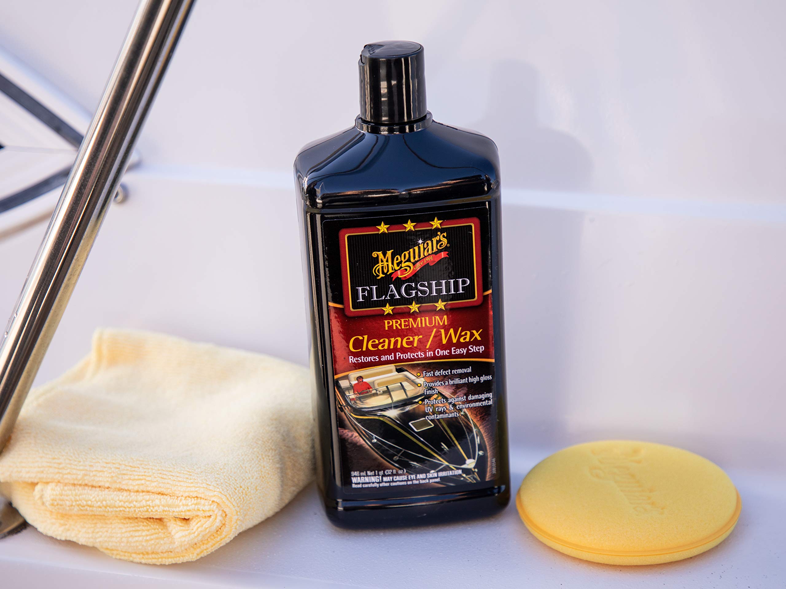 Meguiar'S Flagship Premium Cleaner Wax M6132 - Pro-Grade Boat And Rv Cleaner Wax For Fiberglass & Gel Coats - Remove Defects, Bo