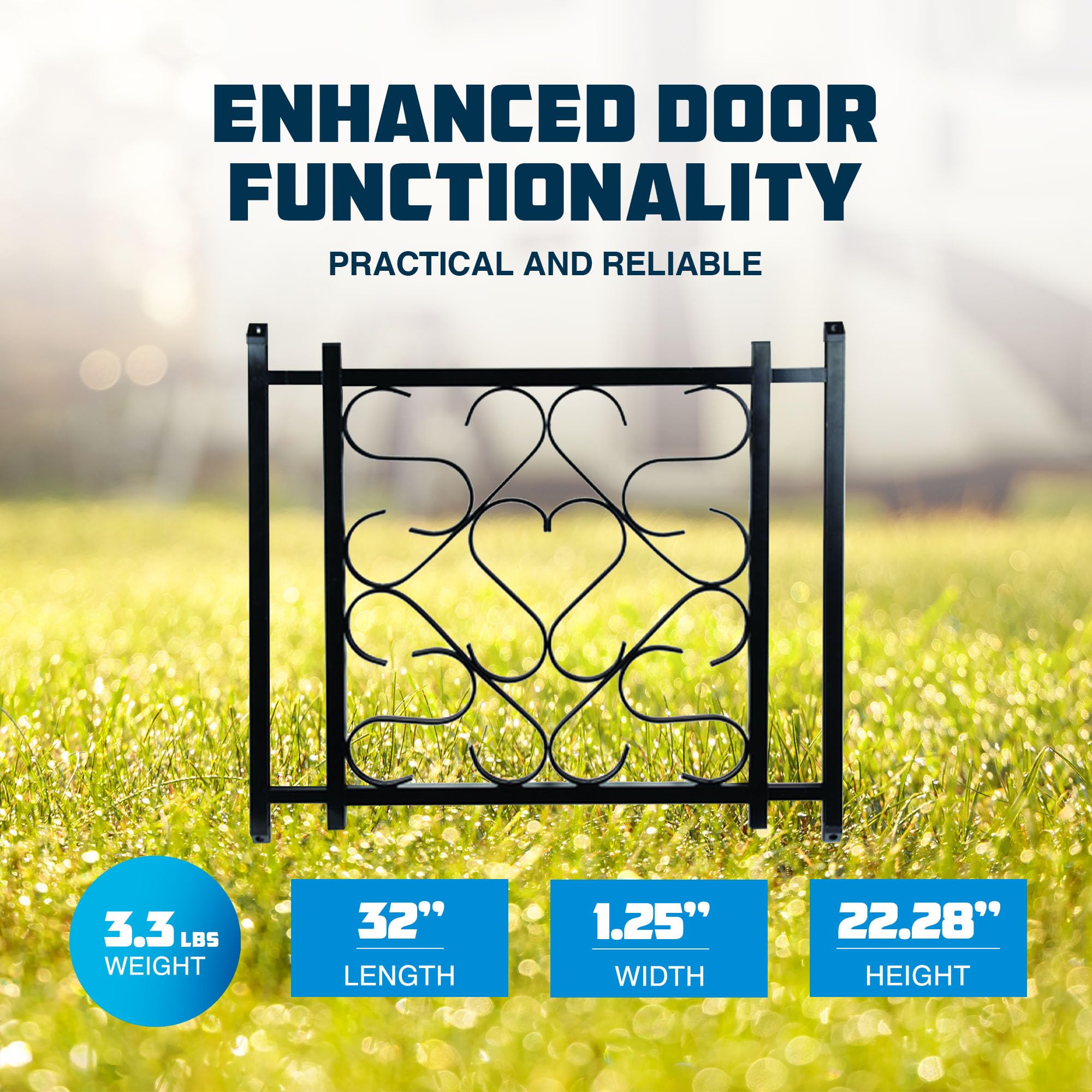 Camco Aluminum Deluxe Screen Door Grille Adjustable Up To 20 to 32 Inches Durable and Stylish Protection for Your Camper/RV, Bla