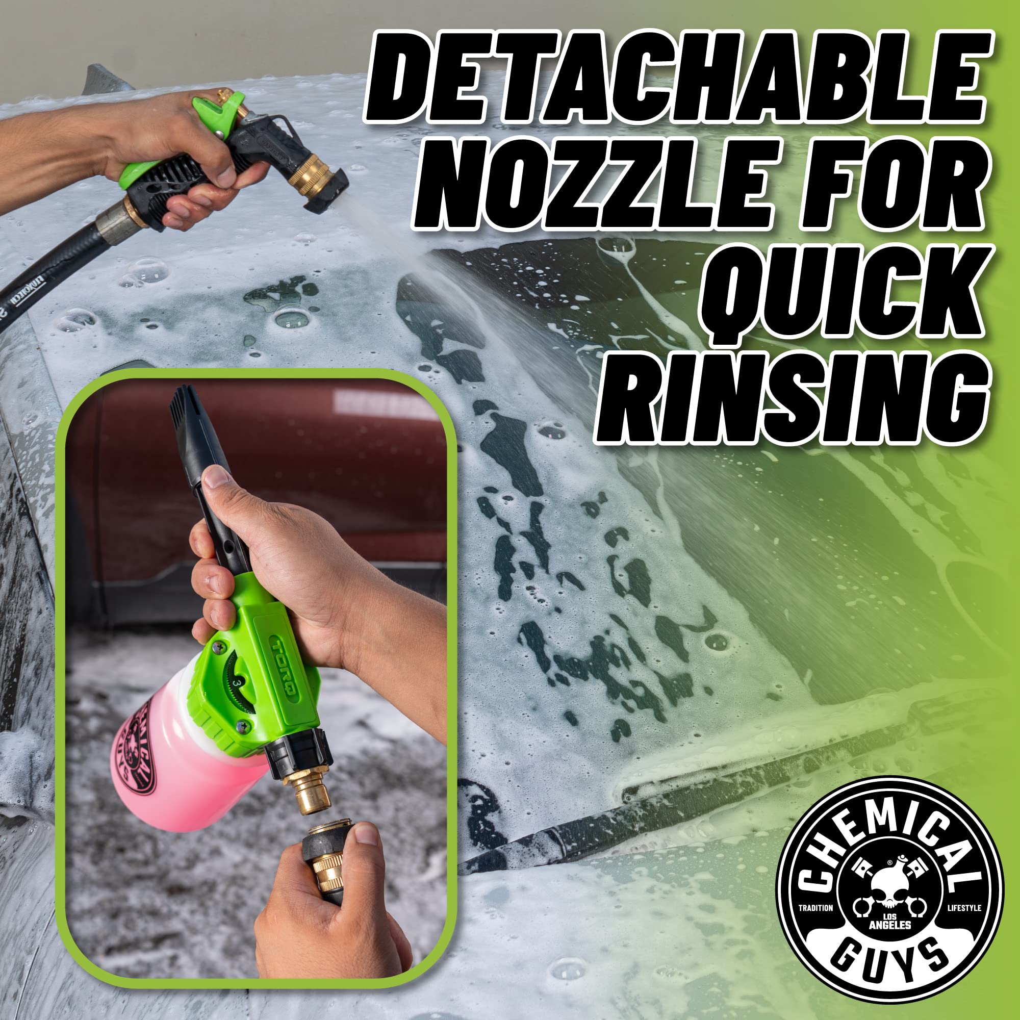 Chemical Guys Foam Blaster 6 Foam Car Wash Gun And Chenille Premium Scratch-Free Microfiber Wash Mitt, Lime Green - (Car Wash Fo