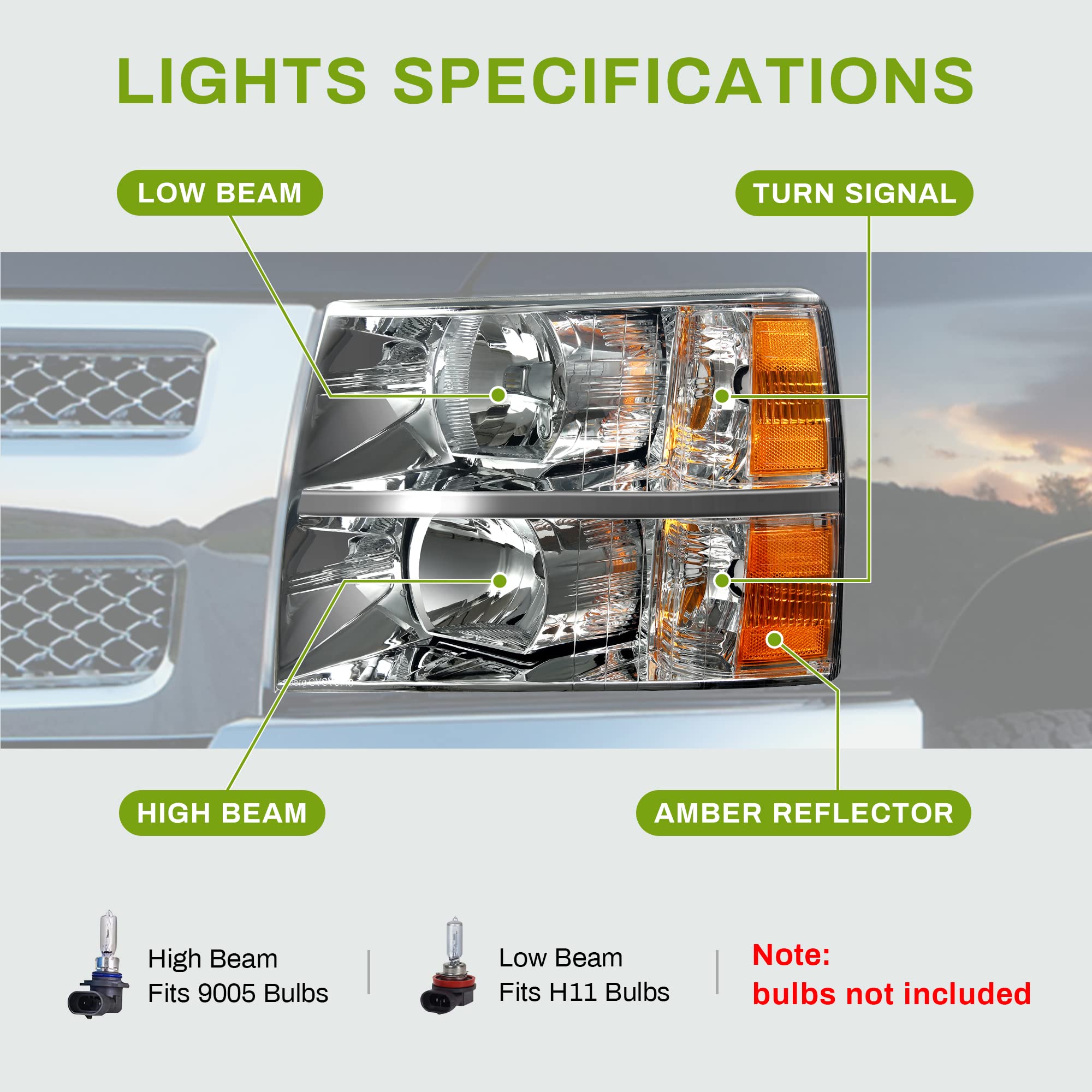 Autosaver88 Headlight Assembly Compatible With 2007-2013 Chevy Silverado 1500/2007-2014 Silverado 2500 Hd 3500 Hd Replacement He