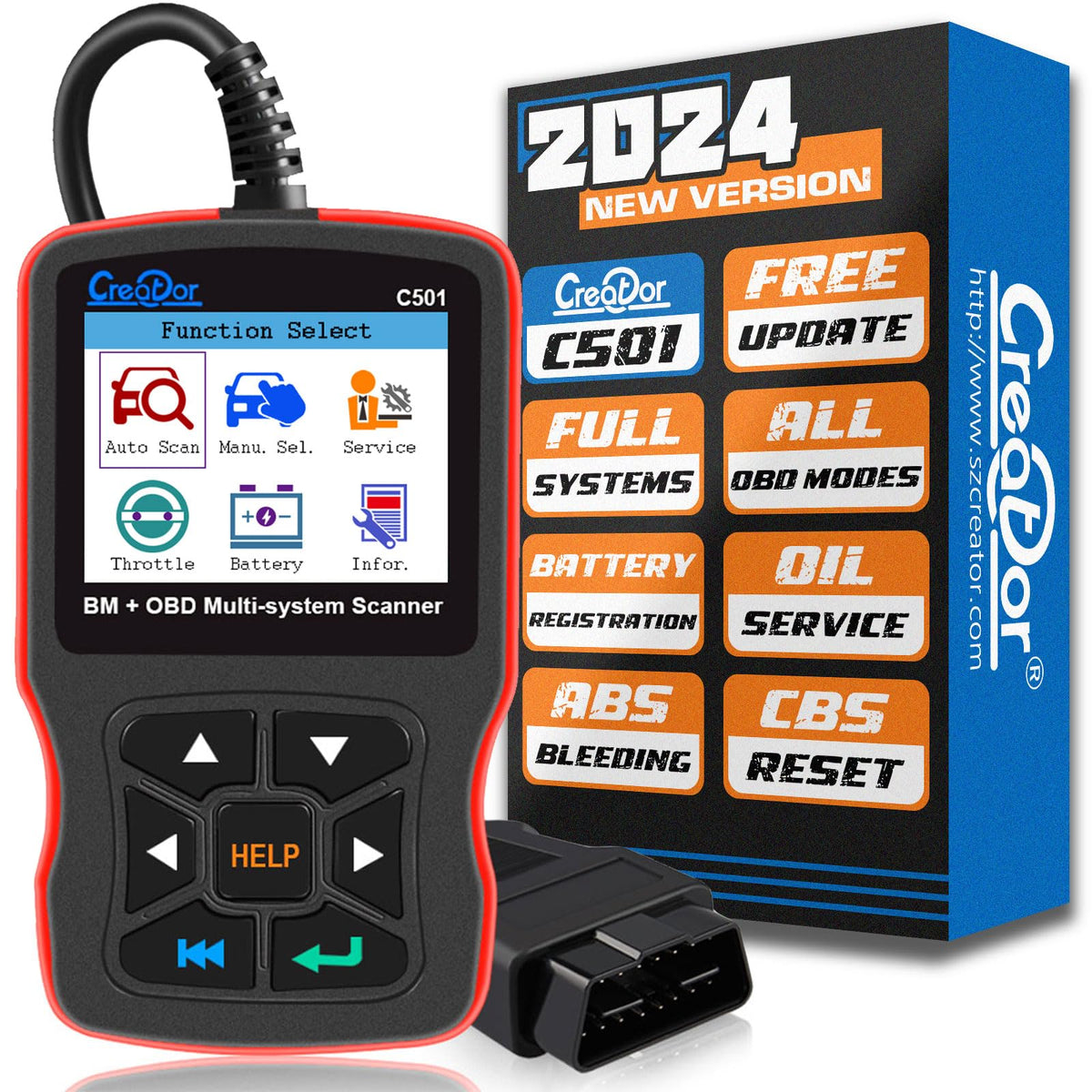 Creator C501 Obd2 Scanner Fit For Bmw Mini Epb Abs Srs Dpf Oil Reset All Systems Scan Tool With Battery Registration Obdii Code 