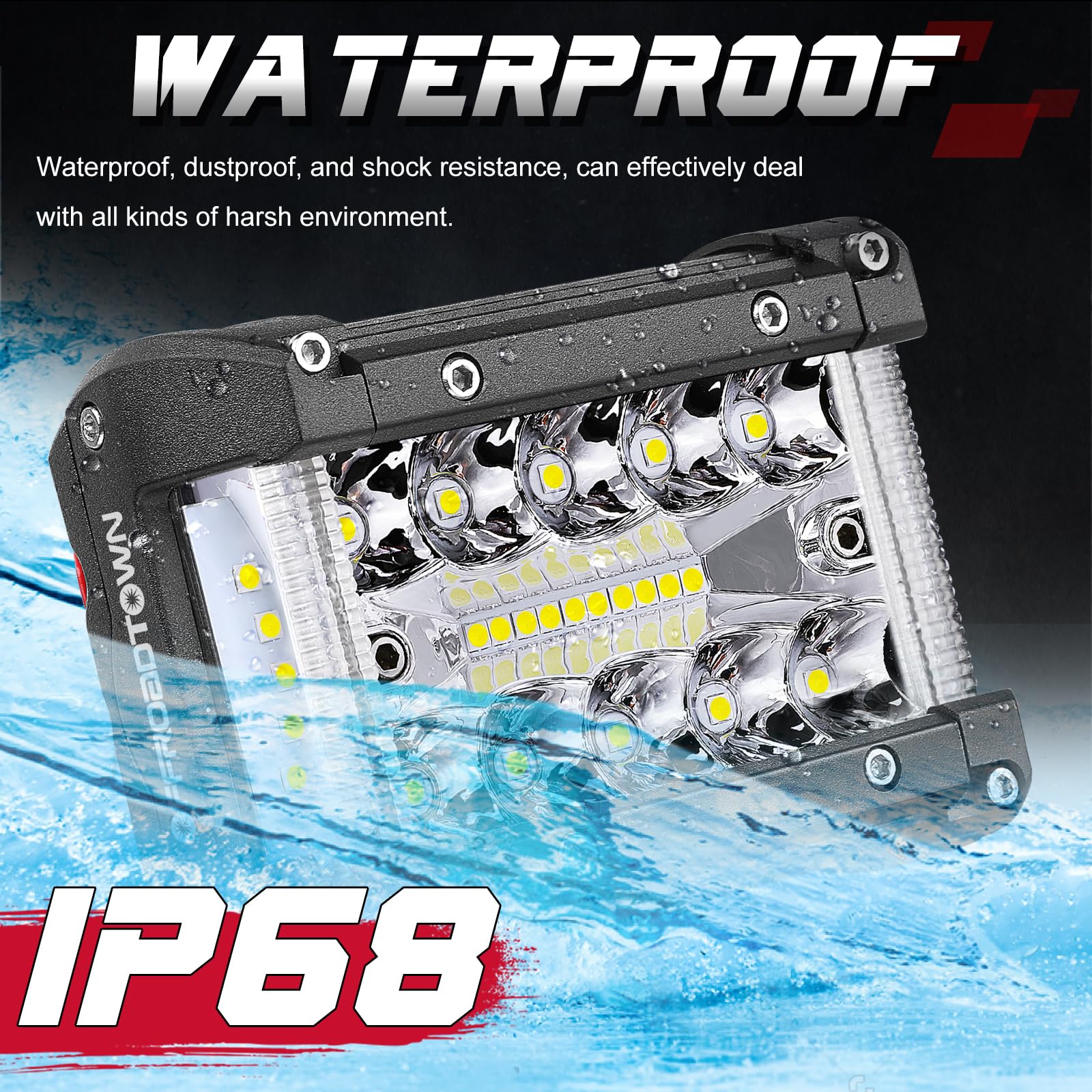 Offroadtown 2Pcs 4 Inch Led Pods Side Shooter Ditch Lights Spot Flood Combo Led Light Bar Fog Pod Work Offroad Driving Bumper Li
