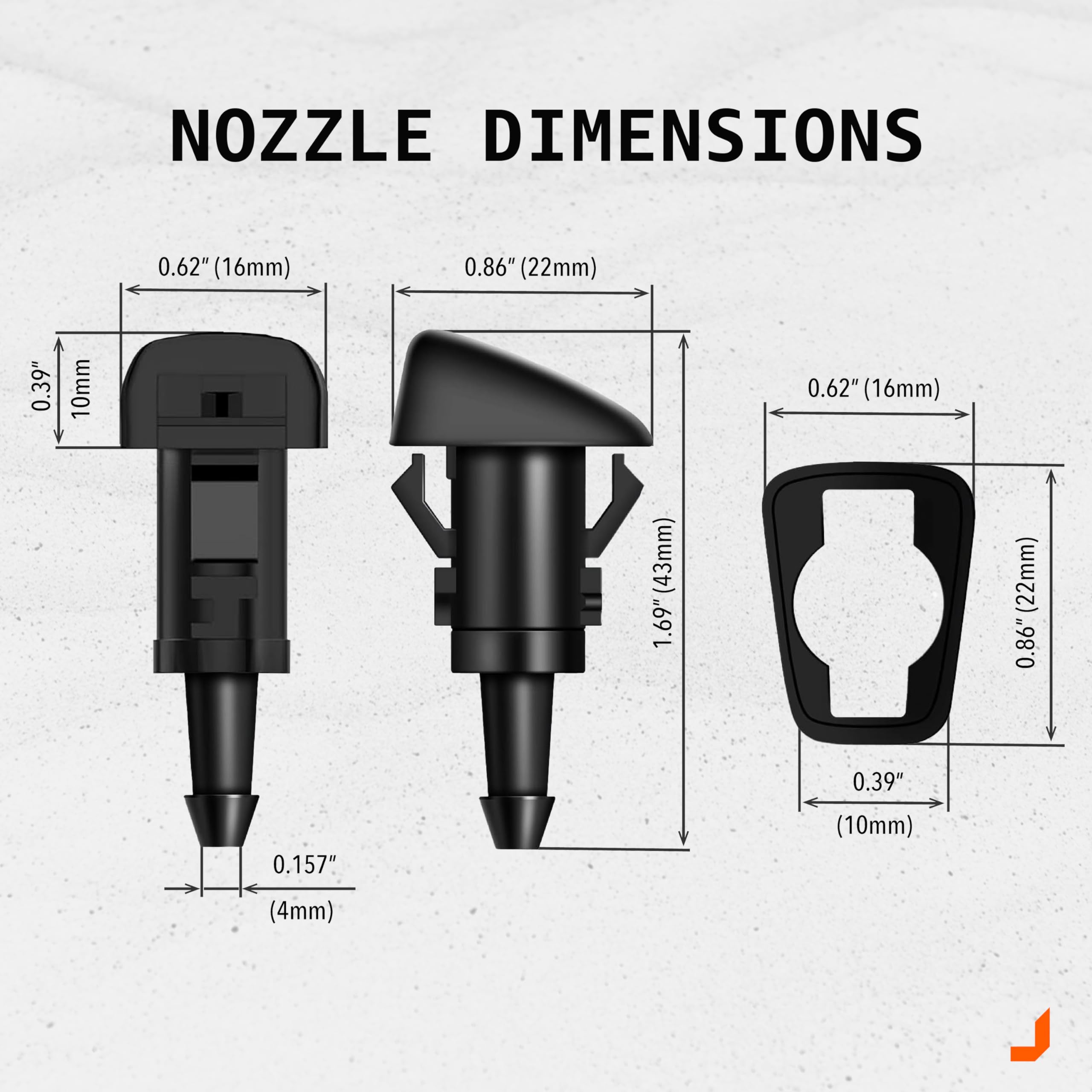 Windshield Washer Nozzles Replacement For 05-10 Jeep Grand Cherokee, 08-15 Patriot, 07-10 Compass Caliber, 07-16 Ram 1500 2500 3500, Chrysler 300 – Washer Wiper Spray Jet Kit By Click&Fit Accessories