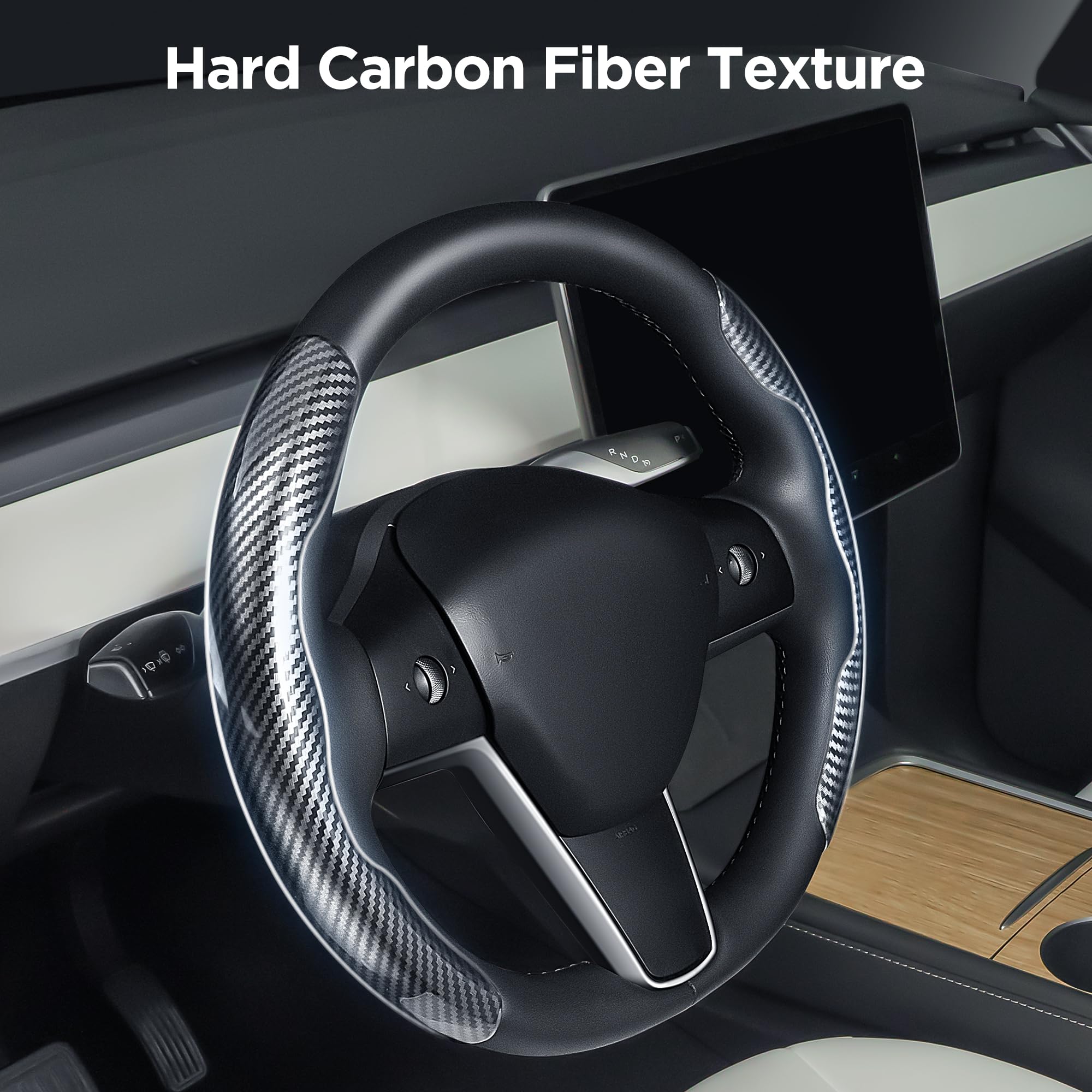 Benloc Hard Carbon Fiber Steering Wheel Cover, Universal Car Steering Wheel Cover Protector, Segmented Non-Slip Carbon Fiber Car