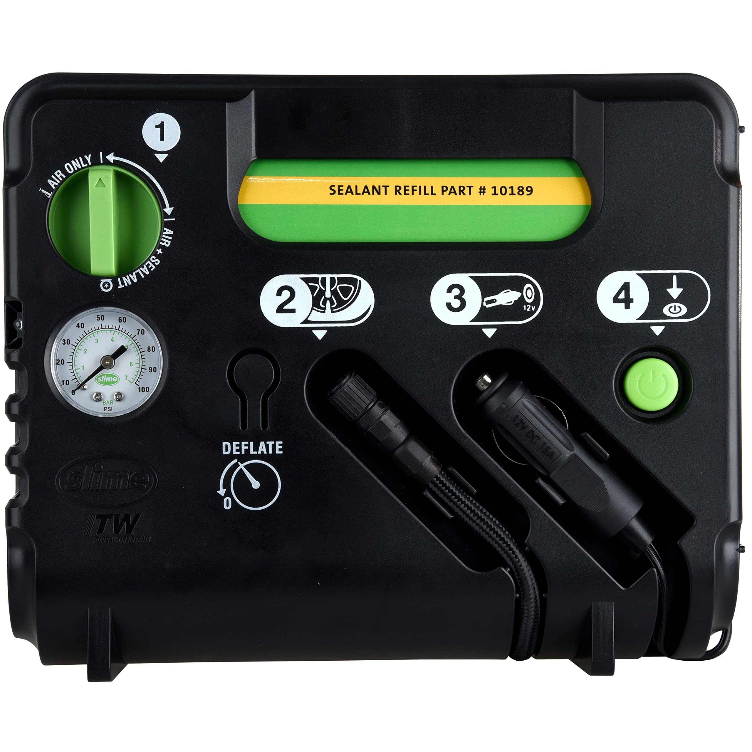 Slime 50139 Flat Tire Puncture Emergency Kit, Includes Sealant And Tire Inflator Pump, Analog, Suitable For Cars And Other Highw