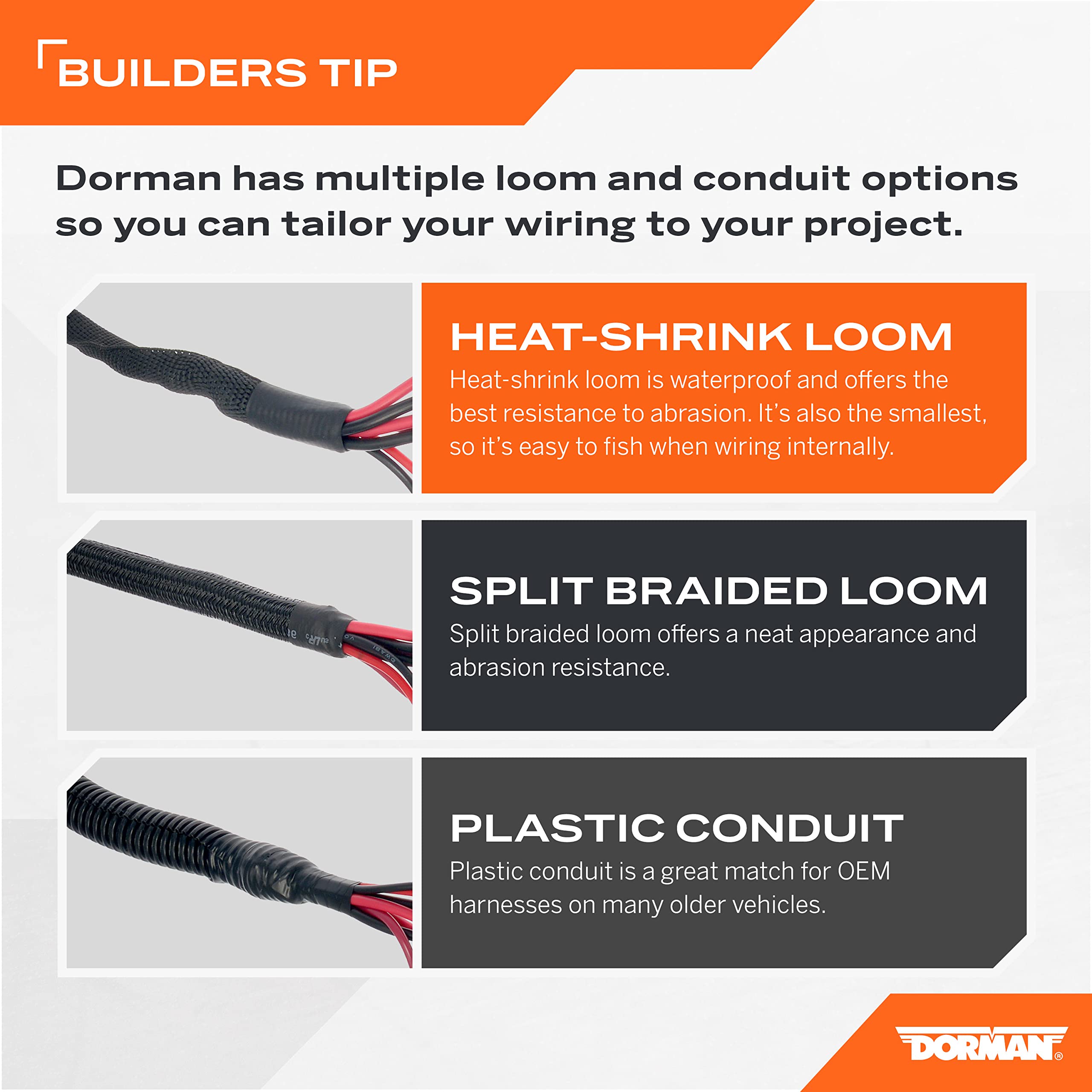 Dorman 86632 3/8 In. Black Flex Split Wire Conduit, 100 Feet