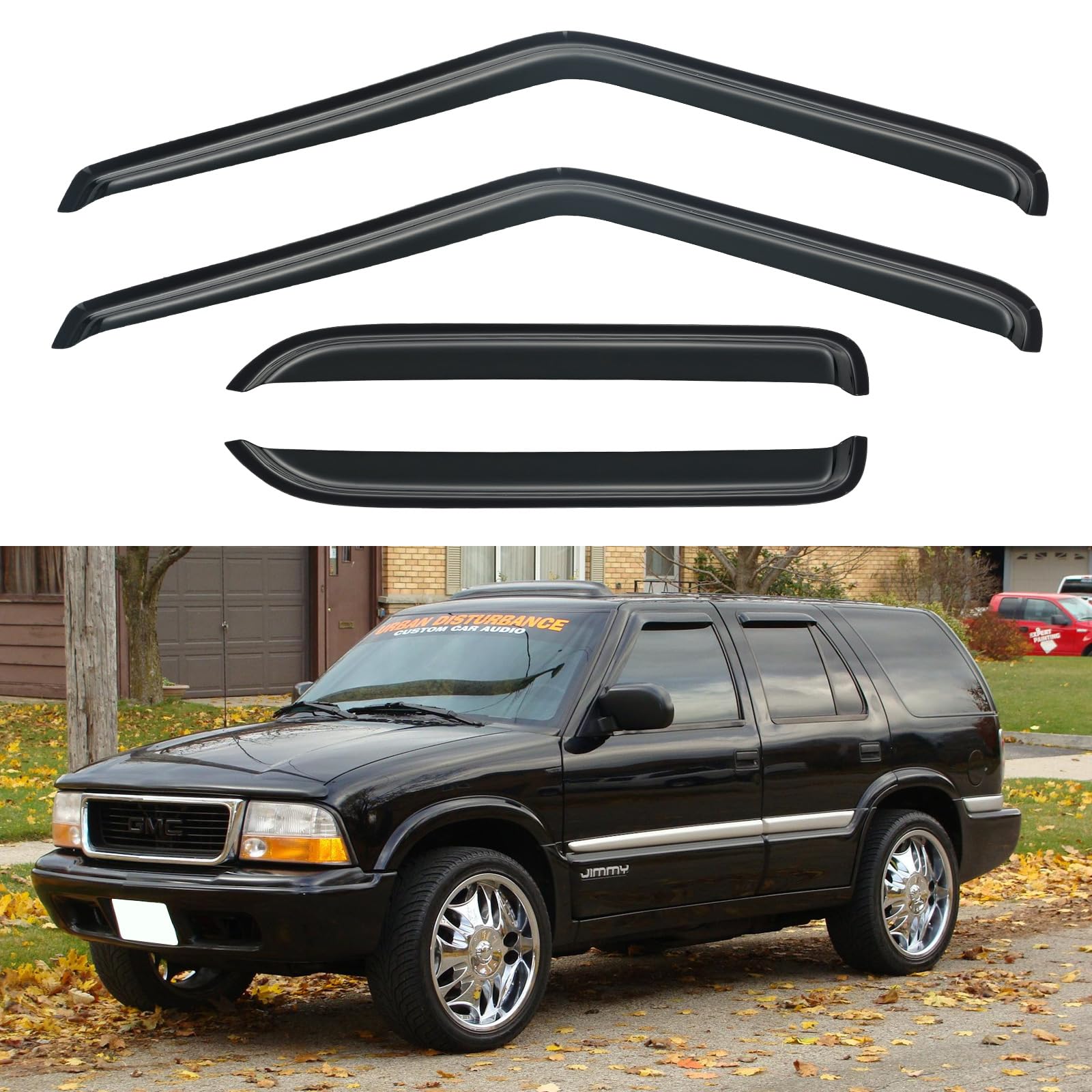Window Visors Rain Guards Shield For 1995-2005 Chevy S10 Blazer/Gmc S15 Jimmy, Out-Channel Window Vent Wind Deflectors Visors Sh