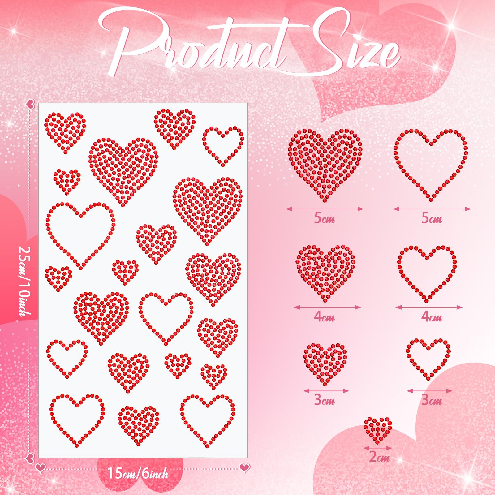 Epakh 84 Pcs Heart Rhinestone Stickers Glitter Bling Heart Crystal Self Adhesive Sticker For Holiday Decal Decor Handicrafts Win