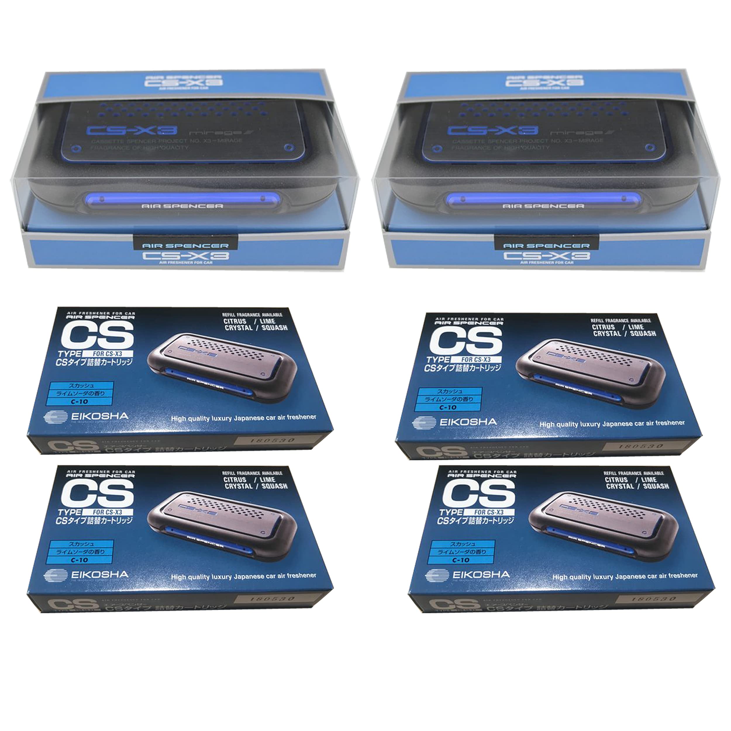 Cs-X3 Fresh Squash Scent 2 Units And 4 Refill Cartridges Csx3 Bundle Car Freshener